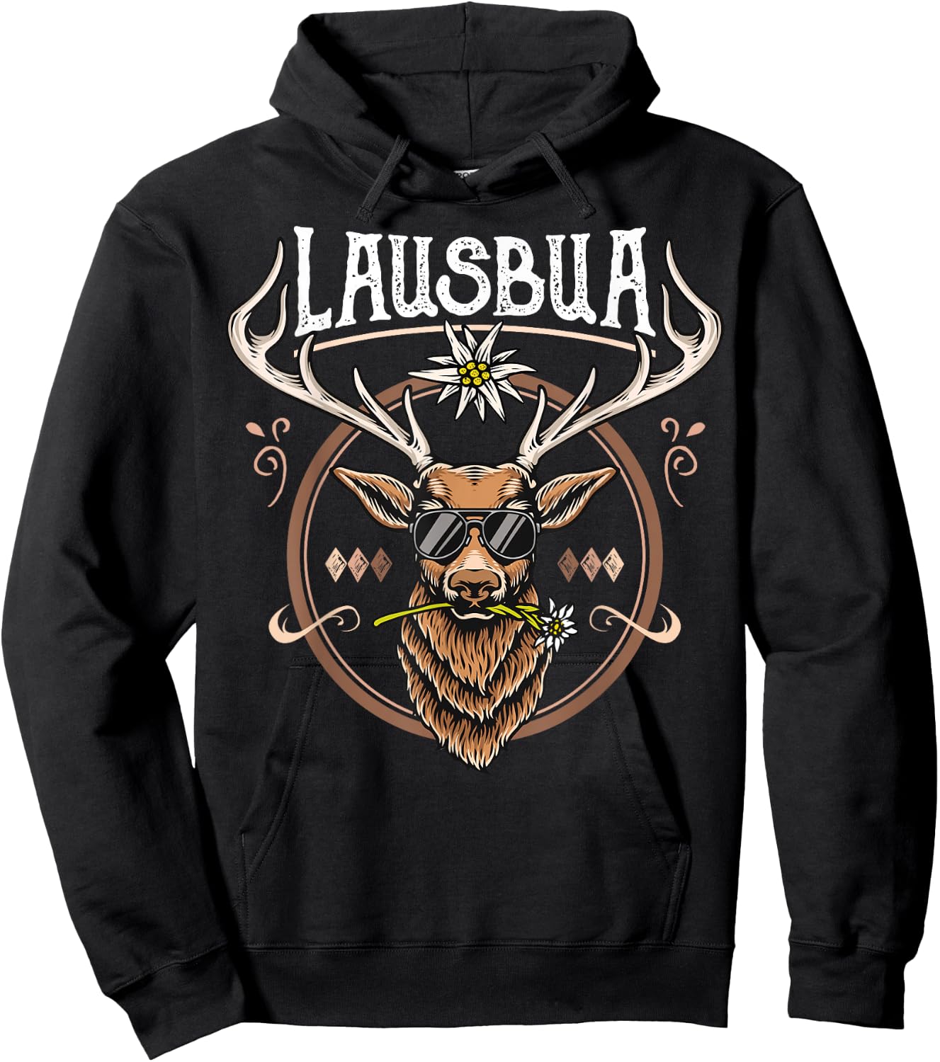 Lausbua Herren Trachtenshirt Kinder Trachten Hoodie - Hoodie | Black