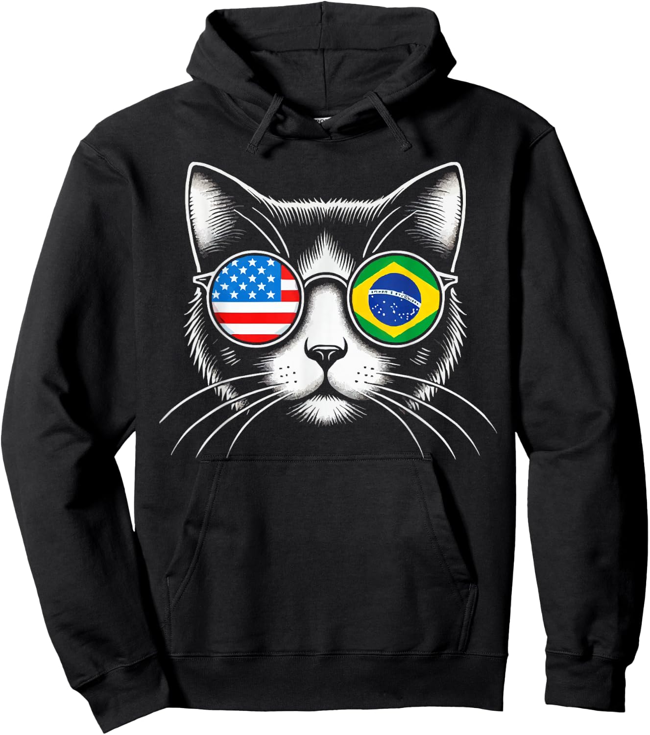 Half American Half Brazilian USA Flag Brazil America Hoodie - Hoodie | Black