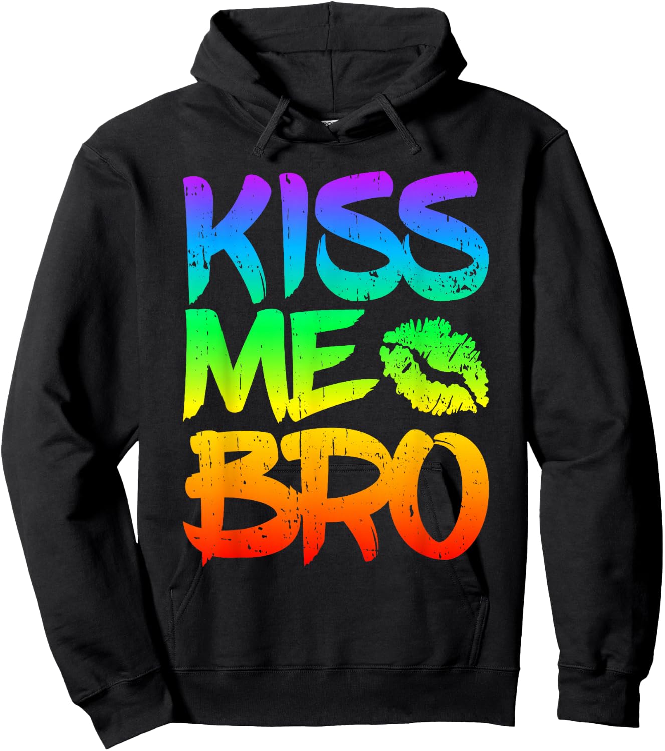 Men's Kiss Me Bro Gay Pride Month LGBT Ghomosexual Rainbow , black Hoodie - Hoodie | Black