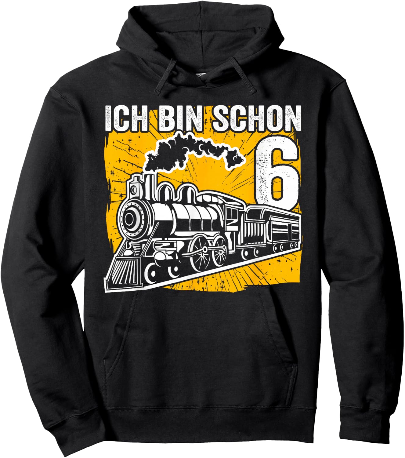 Dampflok Ich bin 6 Lokomotive Eisenbahn Kinder Geburtstag Hoodie - Hoodie | Black