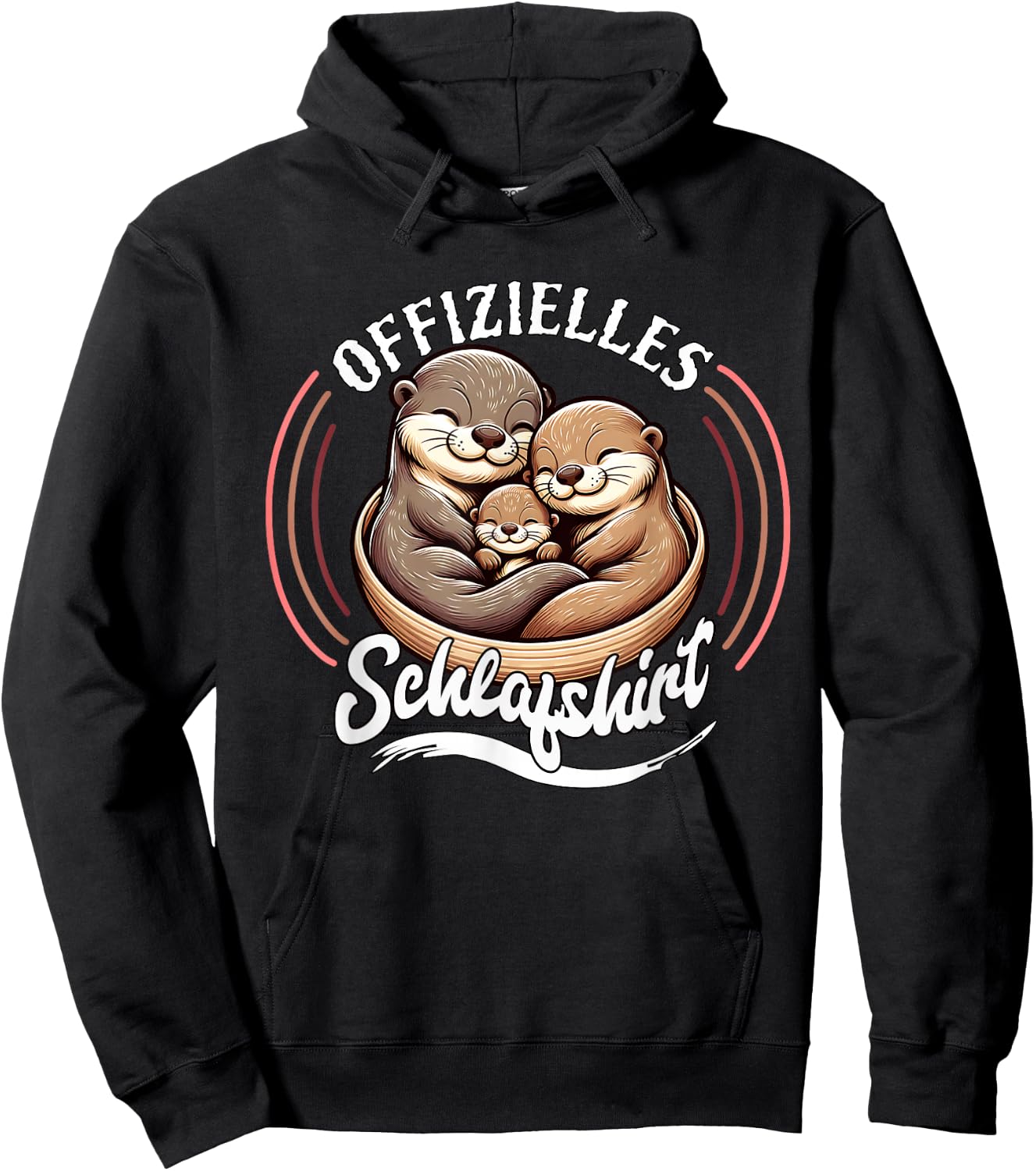 Official Sleep Shirt Otter Family with Child Men's Women's , black Hoodie - Hoodie | Black