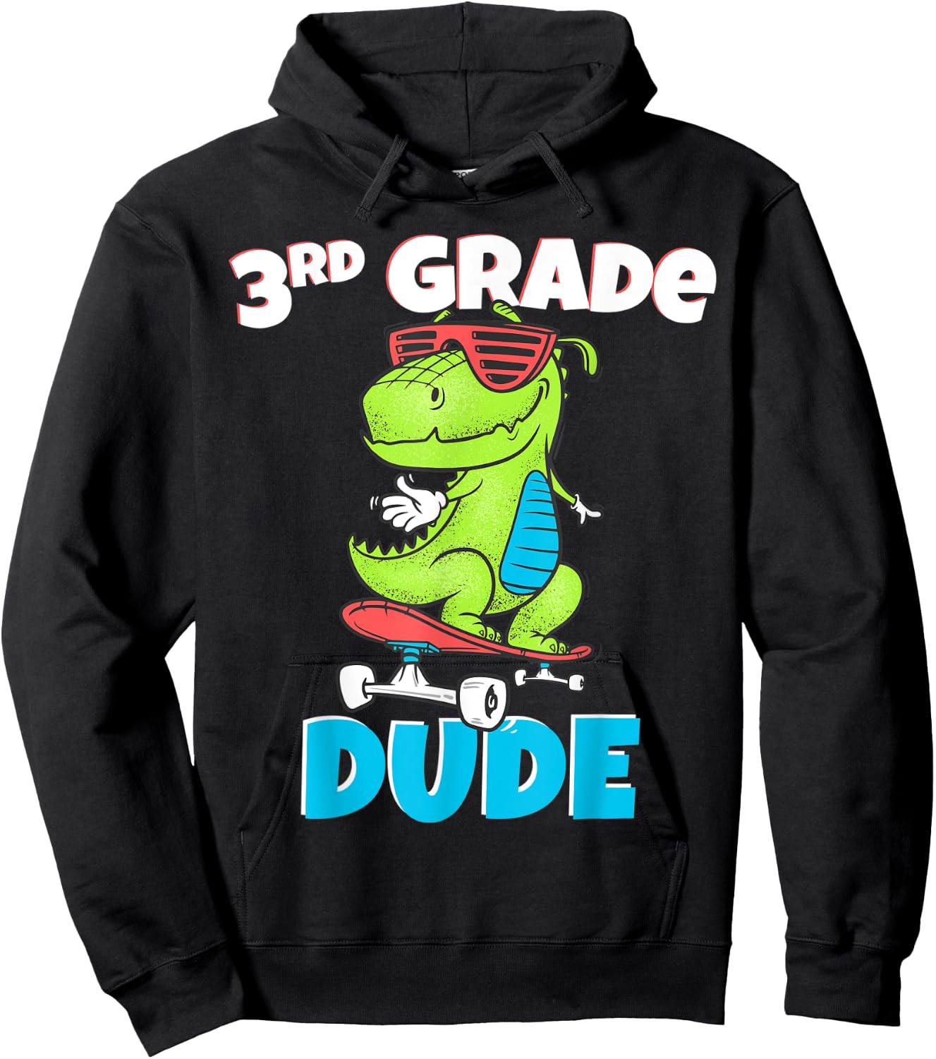 Kids 3rd Grade Dude Shirt Back To School Dinosaur Hoodie - Hoodie | Black