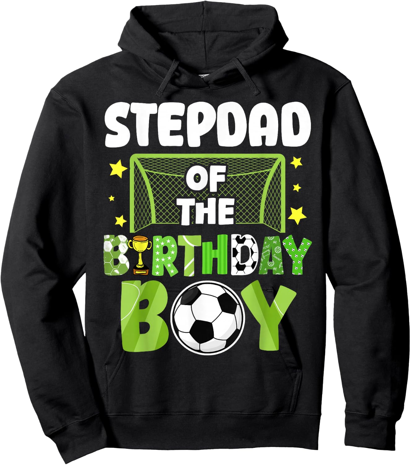 Soccer Stepdad Birthday Boy Party Soccer Family Matching Hoodie - Hoodie | Black