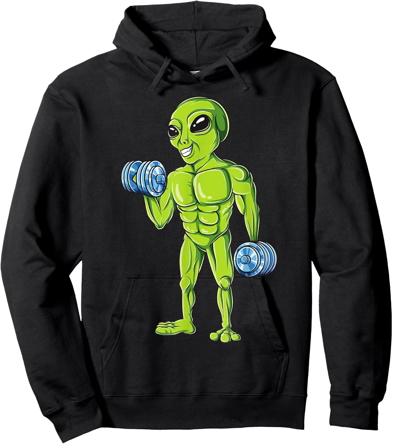 Bodybuilding Funny Workout Gym Weightlifting Fitness Alien Hoodie - Hoodie | Black