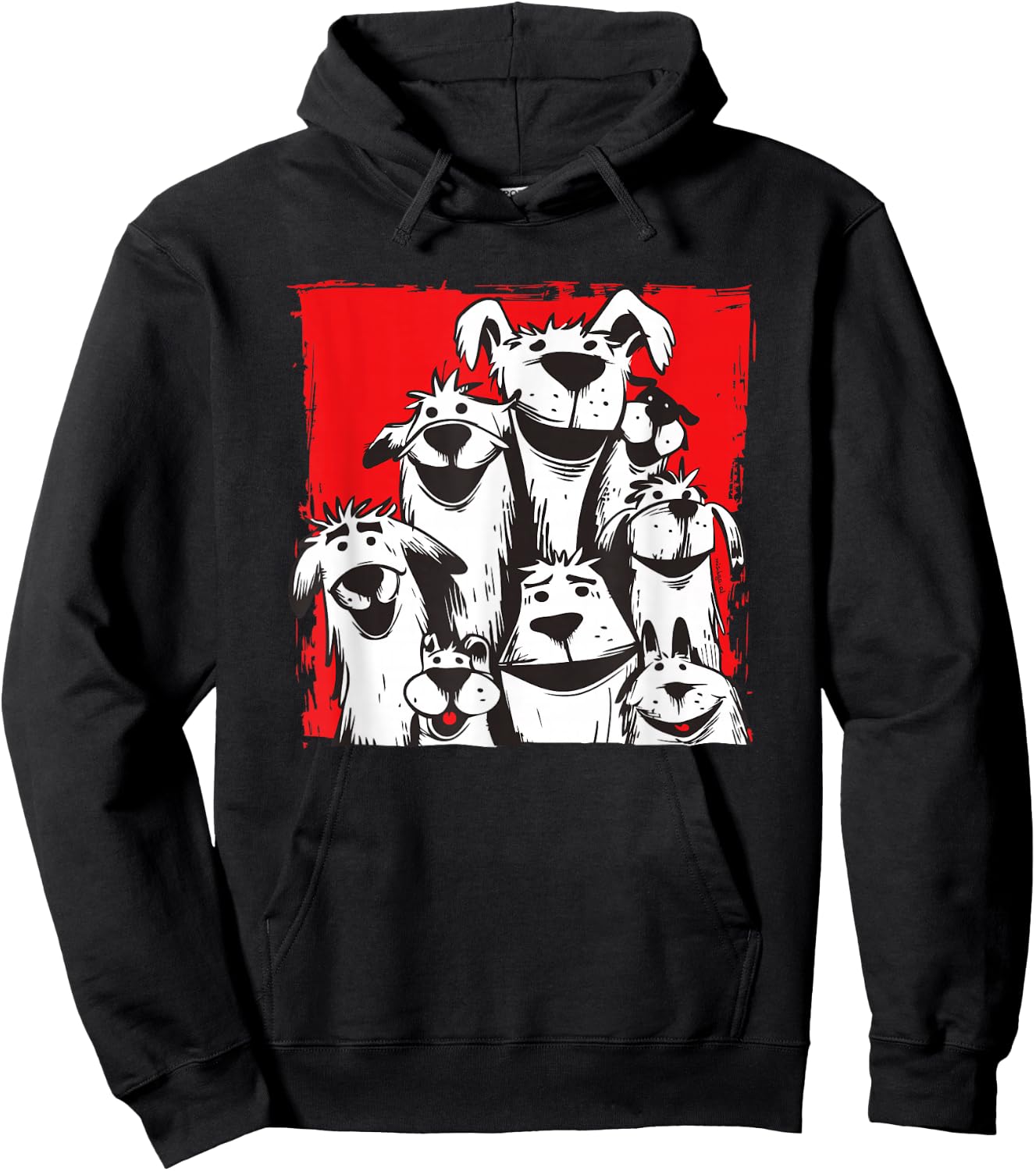 Hundeillustrationen by mischga - Lustige Hunde Gruppe Comic Hundeliebe - Erwachsene & Kinder - Schwarz - Small - Kurzarm - Novelty Cartoon Hundeliebe - Hunde - Alltagslook Hoodie - Hoodie | Black