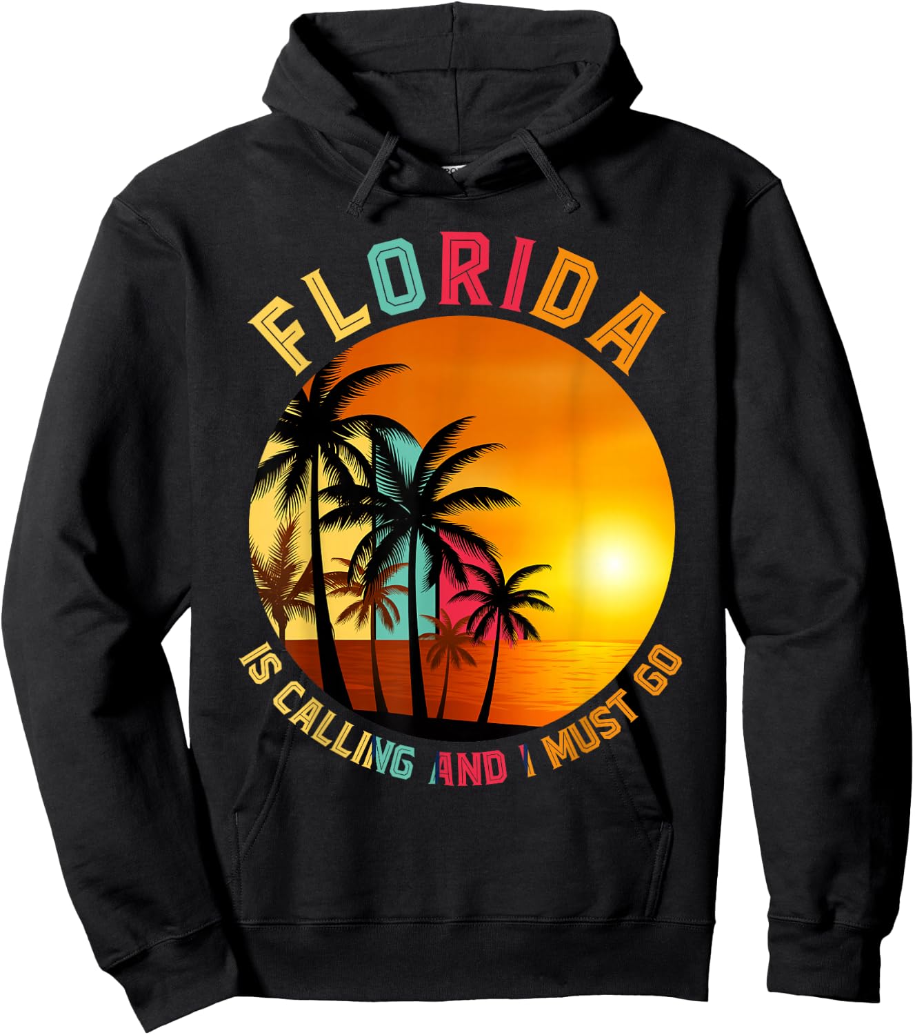 Miami Beach Vacationer Palm Trees Summer Holiday Funny Florida Hoodie - Hoodie | Black