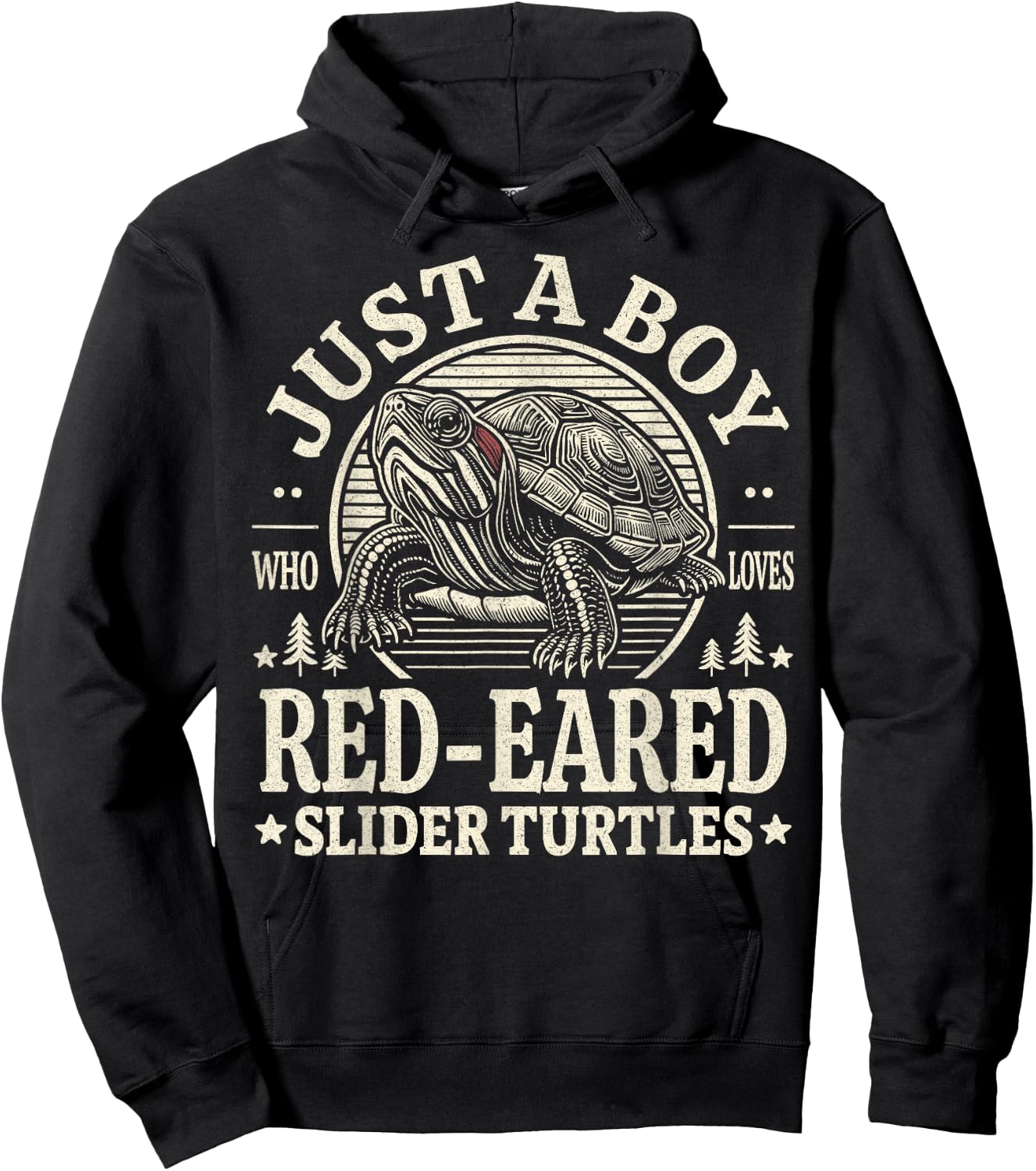 Just a Boy Who Loves Red-Eared Slider Turtles Reptile Retro Hoodie - Hoodie | Black