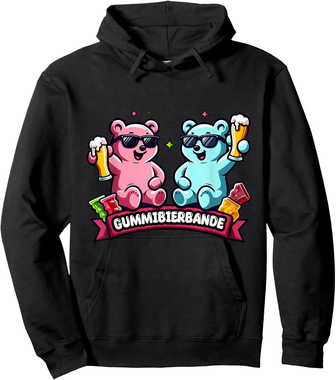 Rubber Beer Bande, Gummy Bears, Malle Party, JGA , black Hoodie - Hoodie | Black