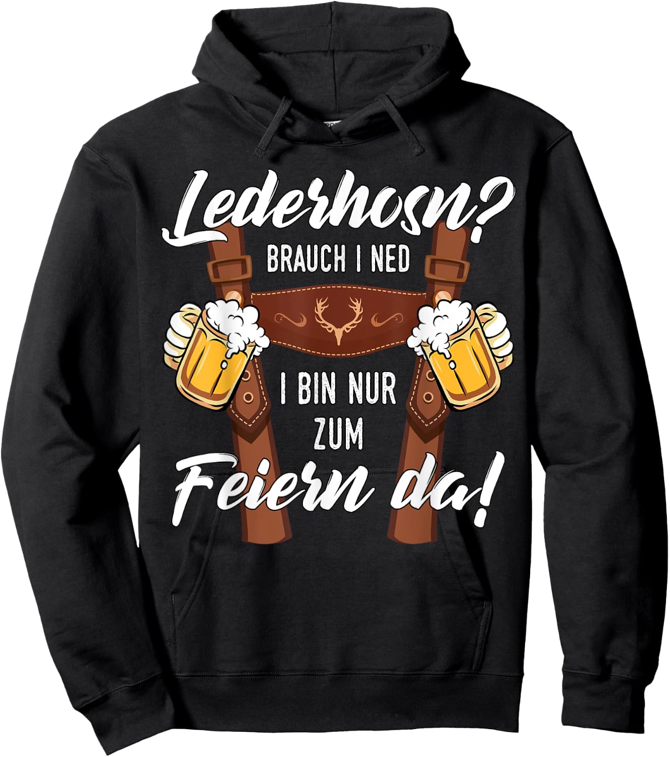 Men's Traditional Costume Suitable for Oktoberfest , black Hoodie - Hoodie | Black