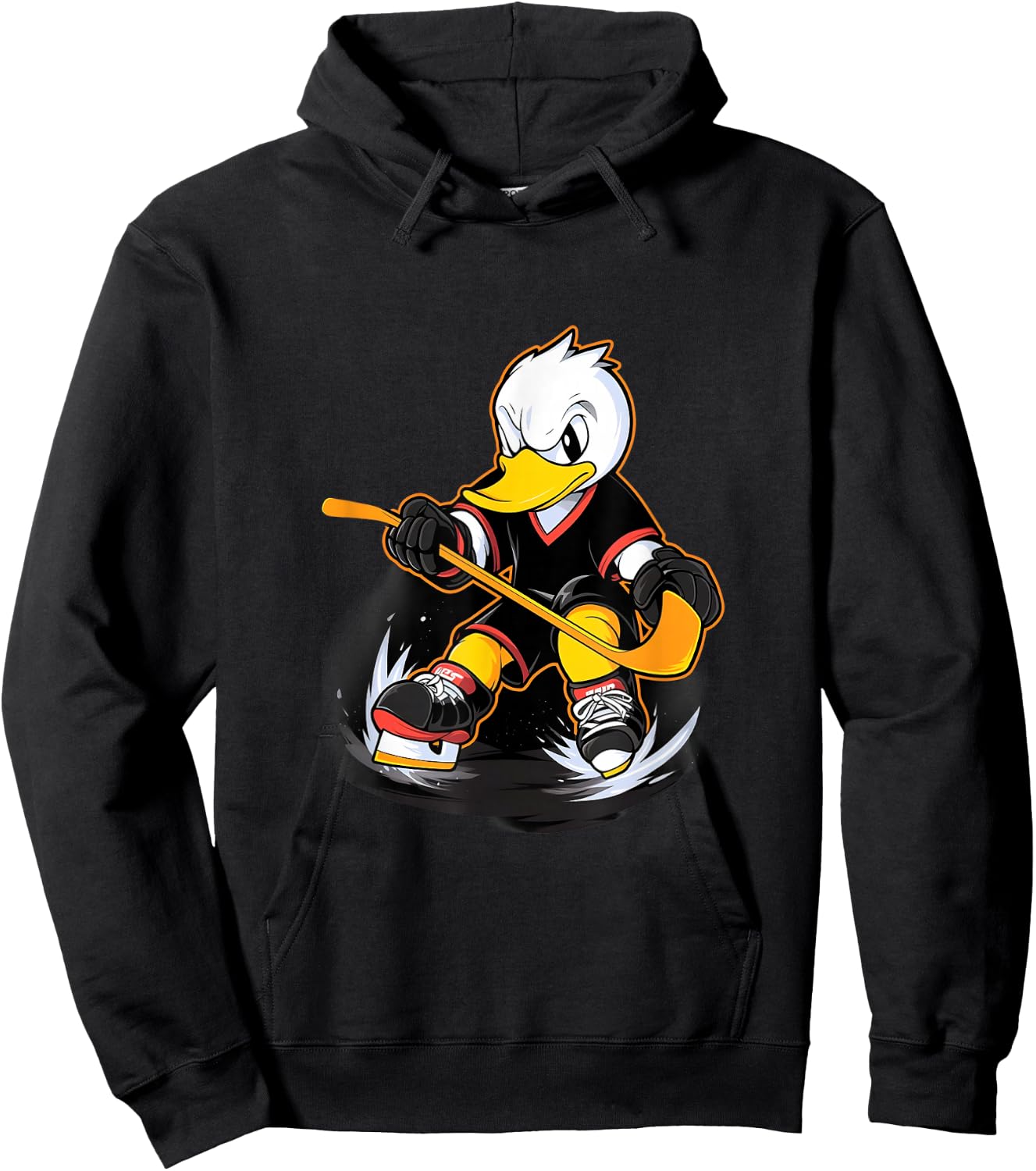 Duck Ice Hockey Player Hockey Stick Goalkeeper Hoodie - Hoodie | Black
