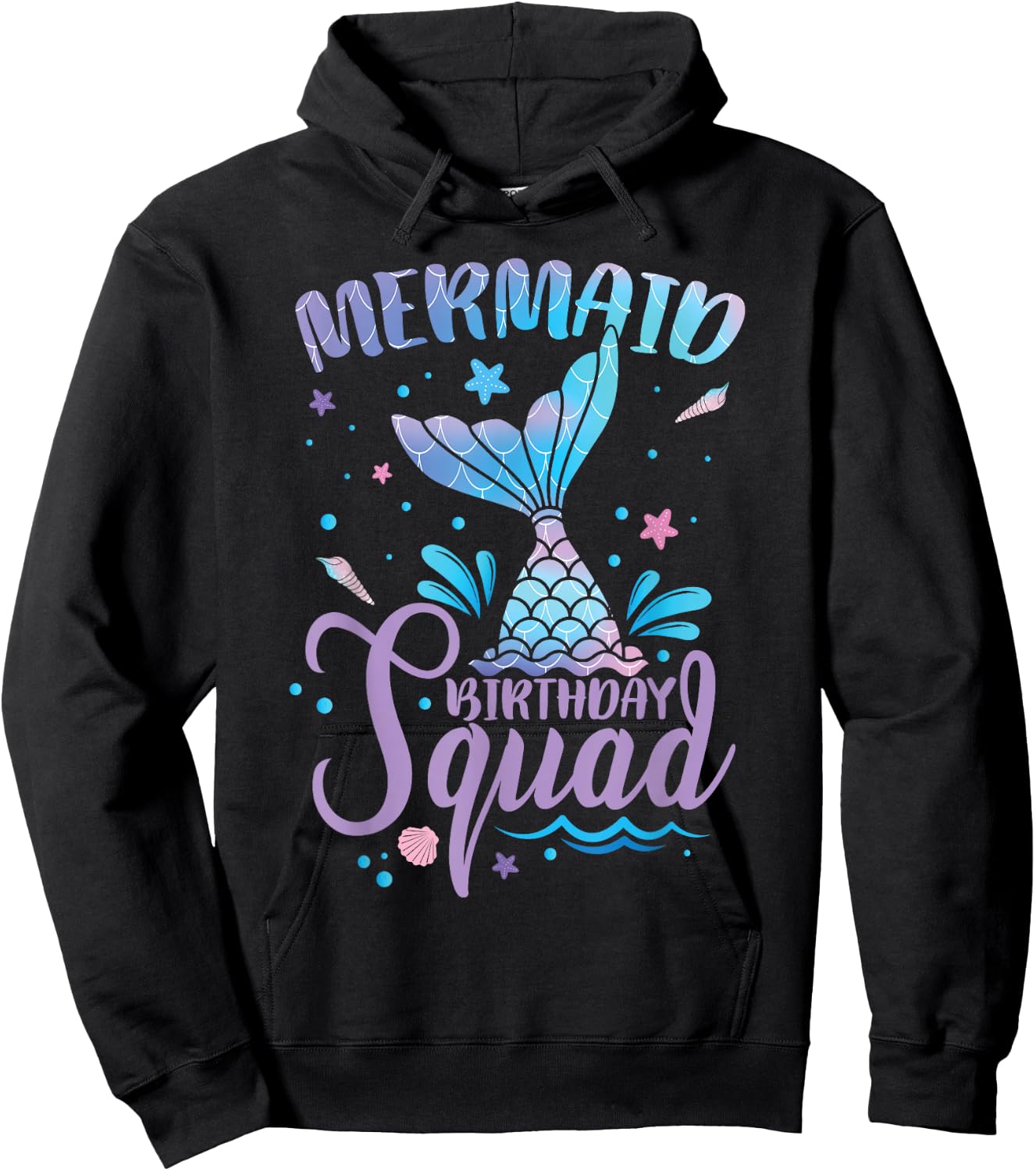 Birthday Mermaid Birthday Squad Hoodie - Hoodie | Black