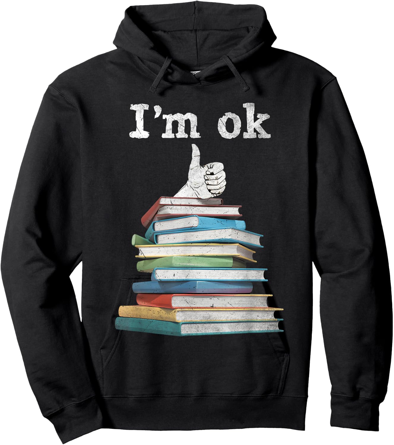 I'm Ok Funny Boooks Lover Hoodie - Hoodie | Black