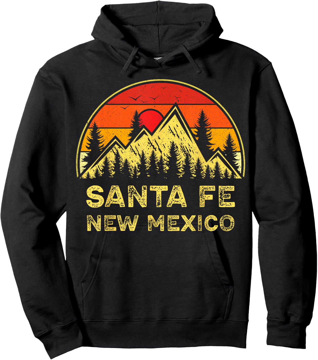 Vintage Santa Fe New Mexico NM Mountains Hiking Souvenir Hoodie - Hoodie | Black