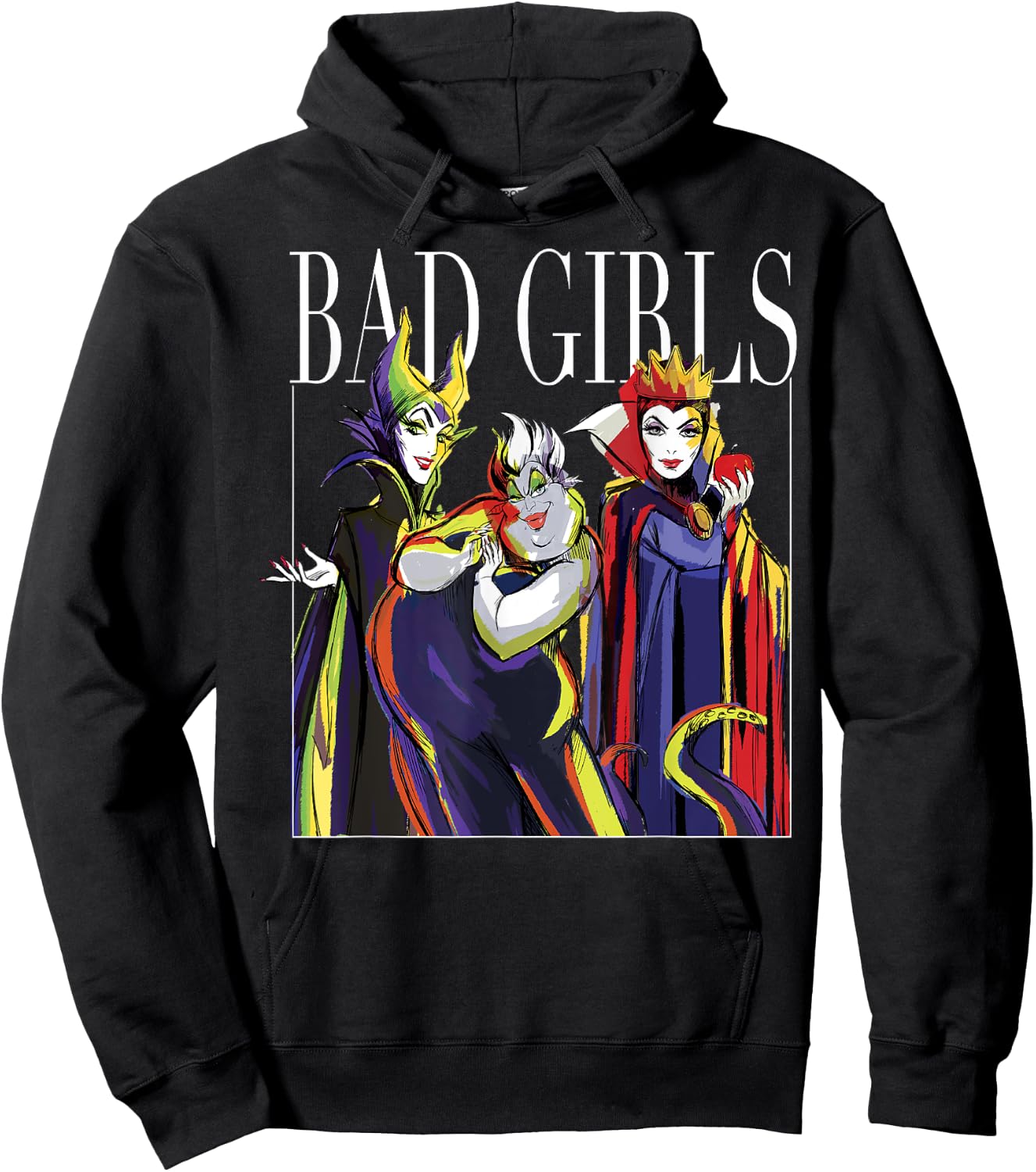 Gruppenfoto der Bösewichte von Disney Villains Bad Girls, gemalt Hoodie - Hoodie | Black
