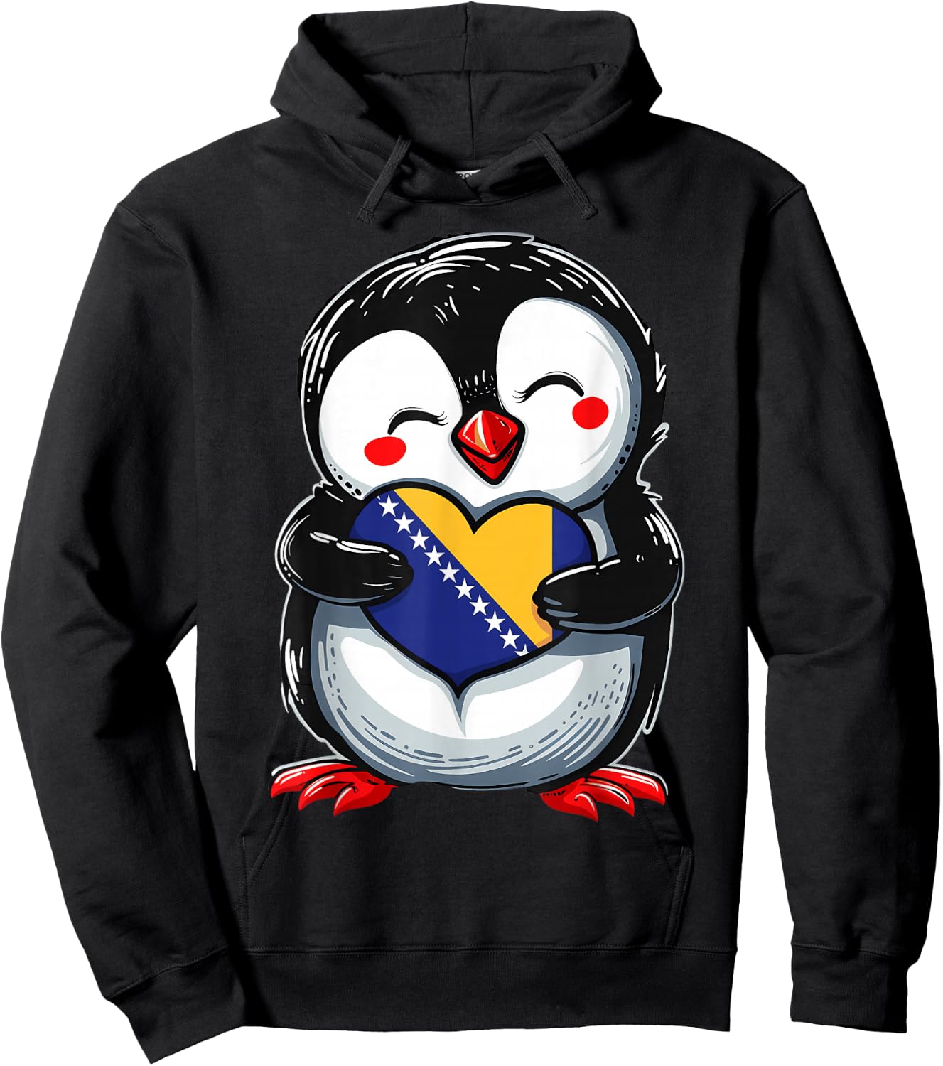 Bosnia and Herzegovina Roots Penguin Bosnian Flag Hoodie - Hoodie | Black