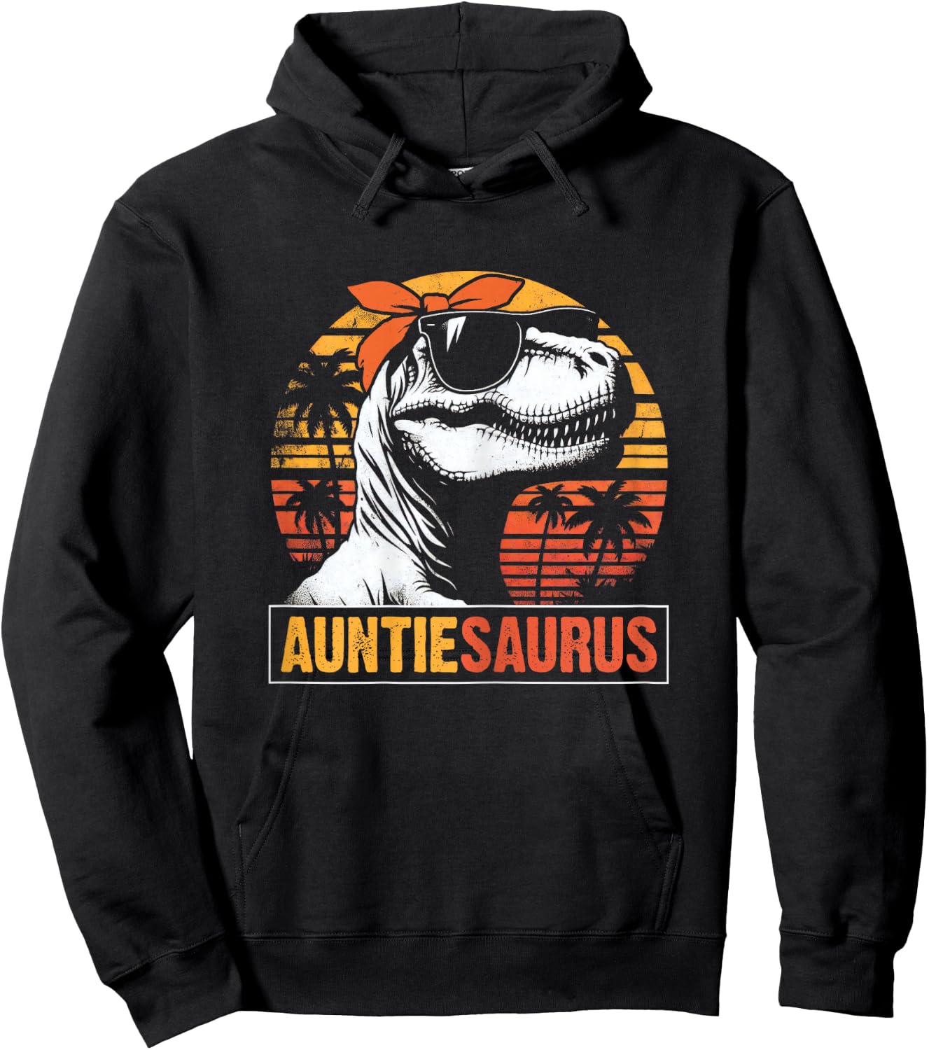 Auntiesaurus Funny T rex Dinosaur Auntie Vintage Mothers Day Hoodie - Hoodie | Black