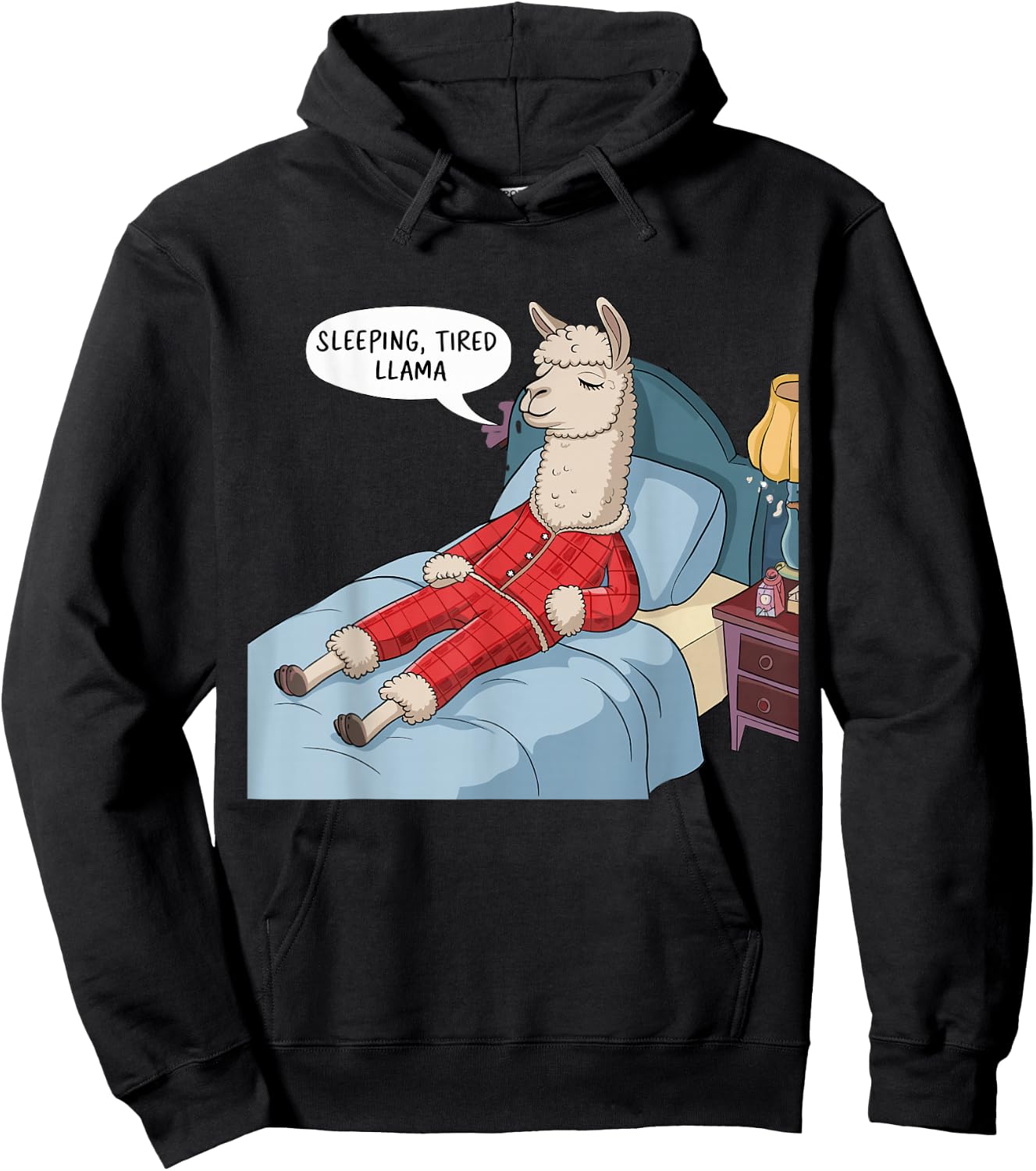 Alpaca Llama with Red Buffalo Plaid Pajamas Girl Boy Llama Hoodie - Hoodie | Black