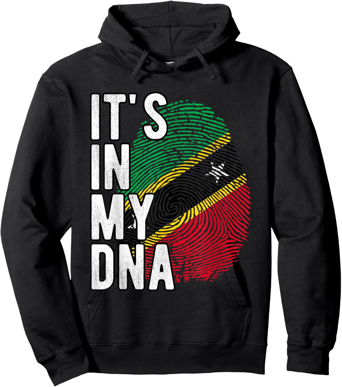 Funny it's in my DNA Saint Kitts and Nevis flag Fingerprint Hoodie - Hoodie | Black