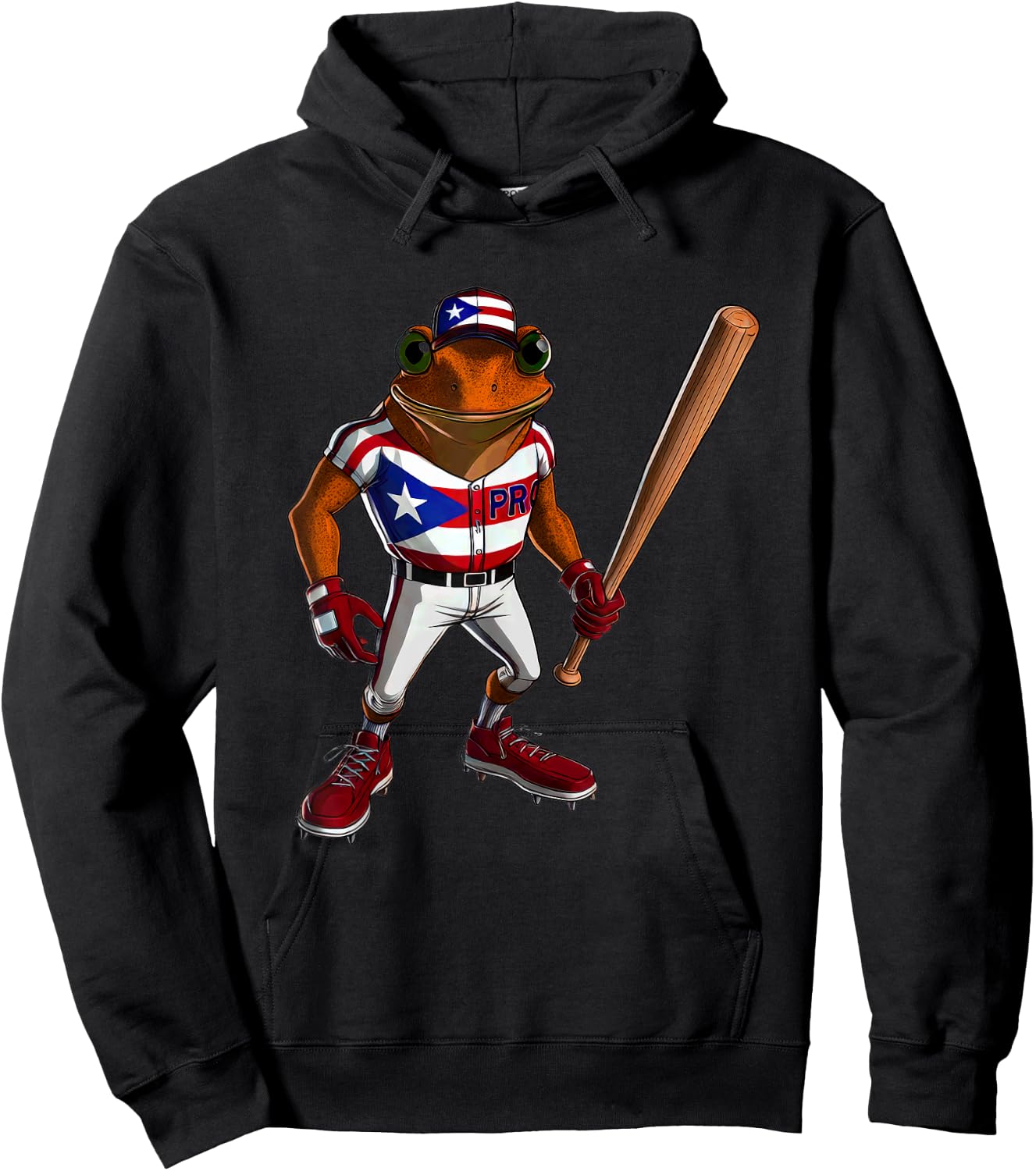 Puerto Rico Baseball Coqui Boricua Flag Bat Hat Pelota Cool Hoodie - Hoodie | Black