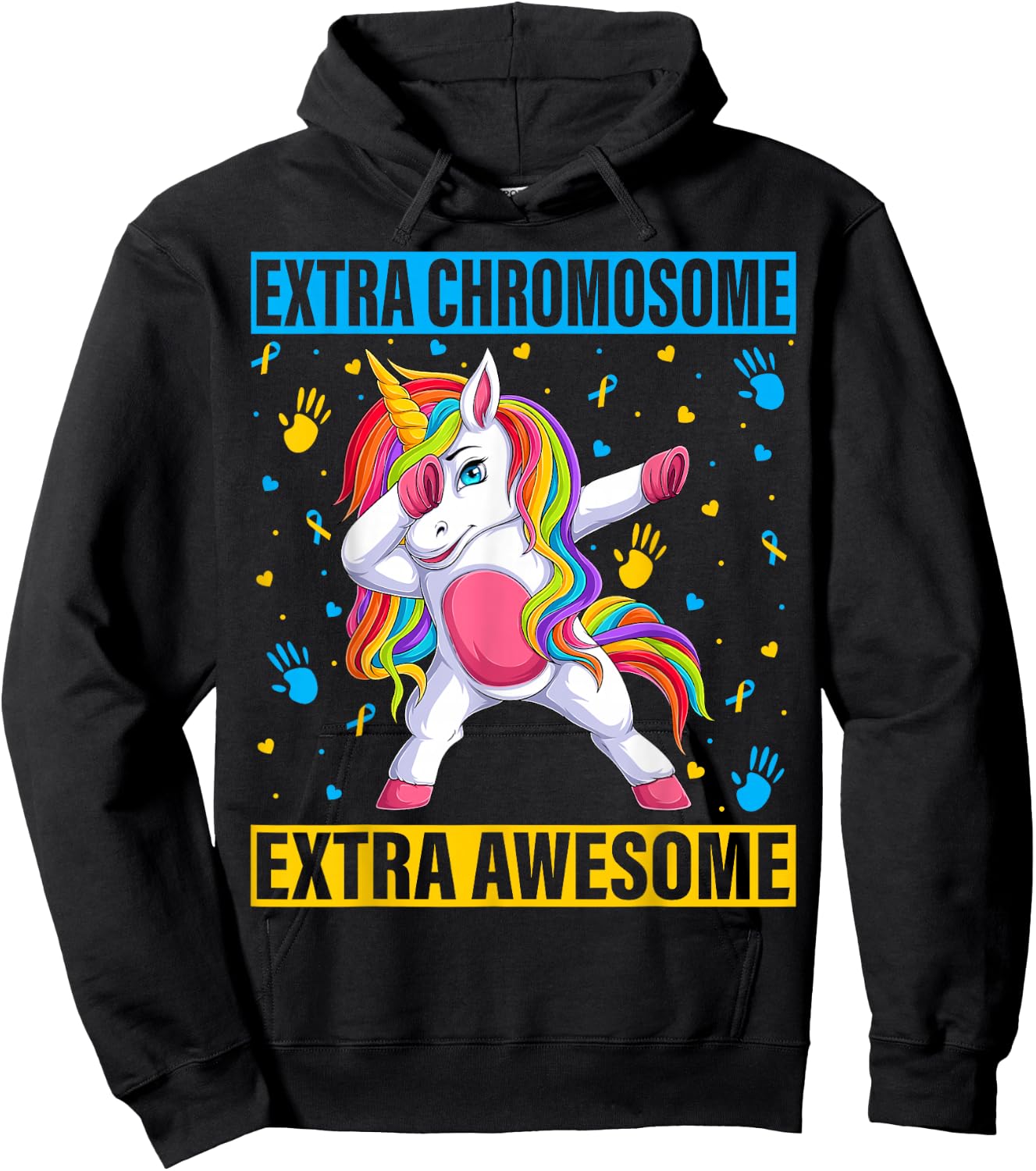 Unicorn Down Syndrome Awareness Awesome Extra Chromosome Hoodie - Hoodie | Black