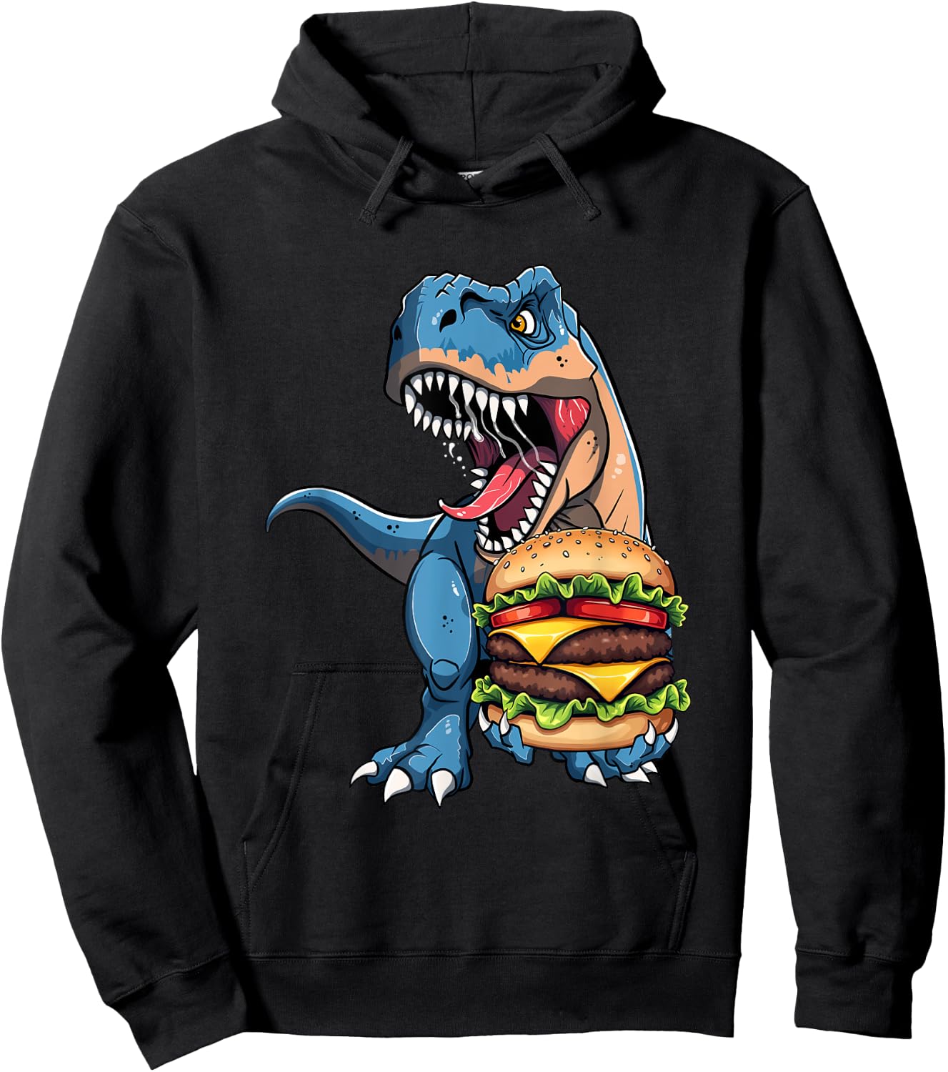 T Rex Dinosaur Cheeseburger Hamburger Kids Men Women Hoodie - Hoodie | Black