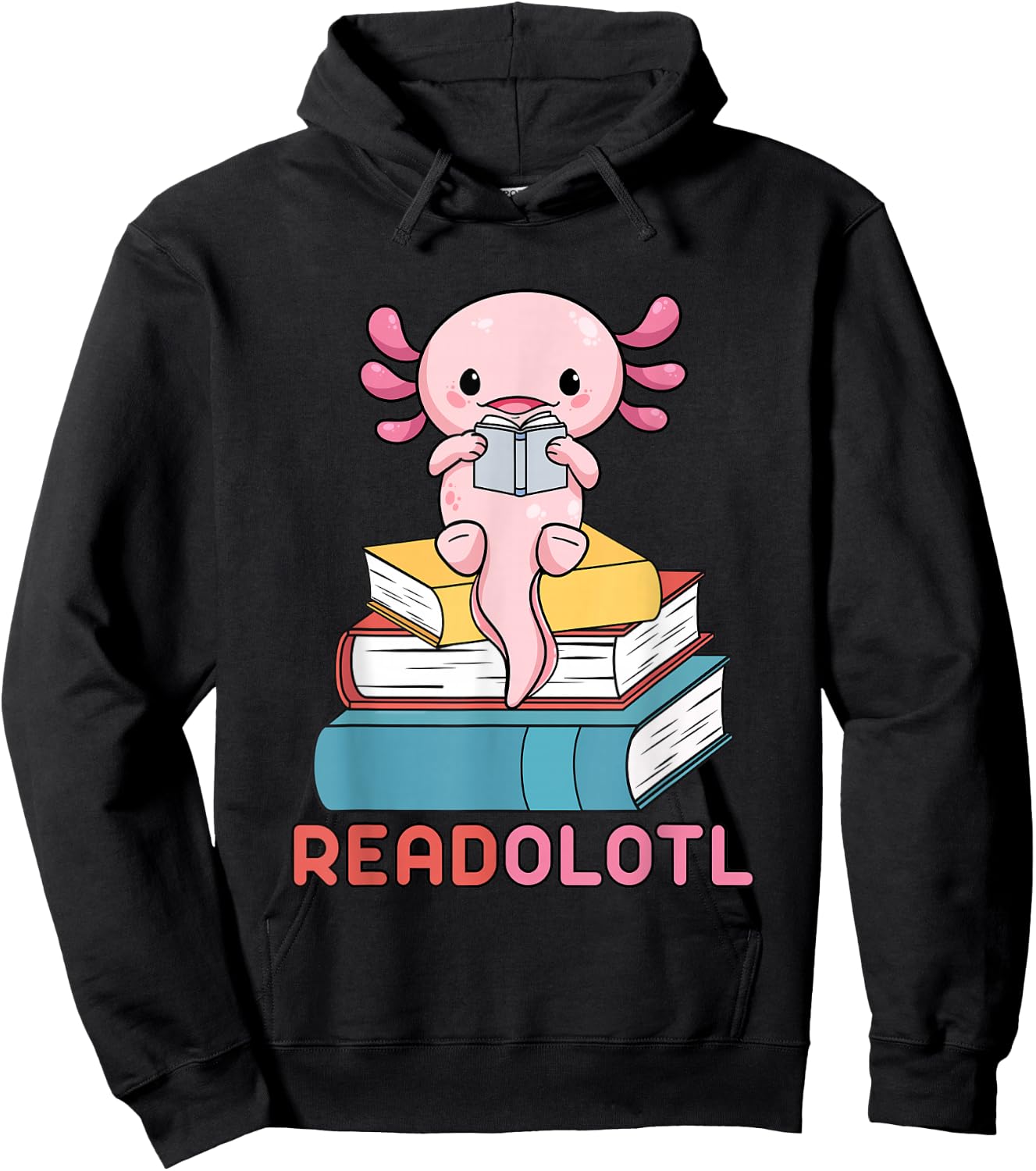 Readolotl Cute Read Axolotl Book Lover Librarian Bookworm Hoodie - Hoodie | Black