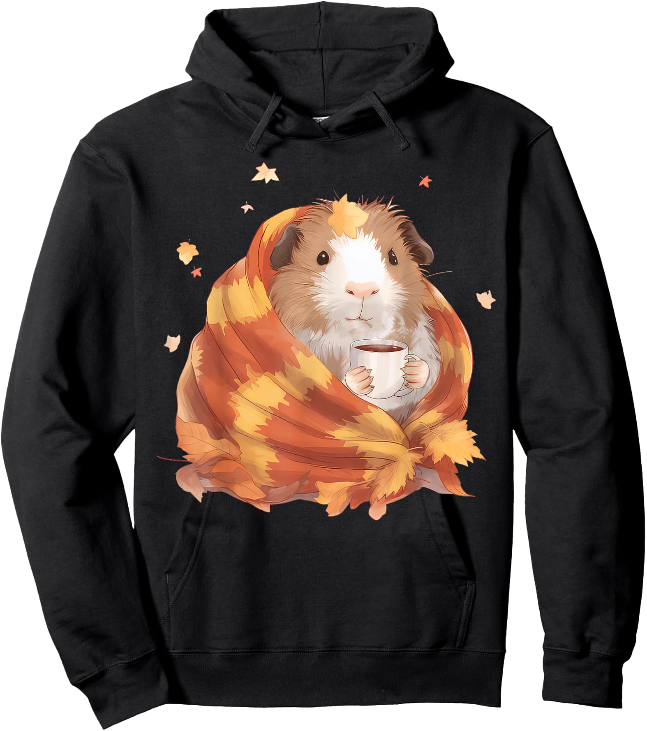 Guinea Pig Drinking Coffee Autumn Fall Guinea Pig Lover Hoodie - Hoodie | Black