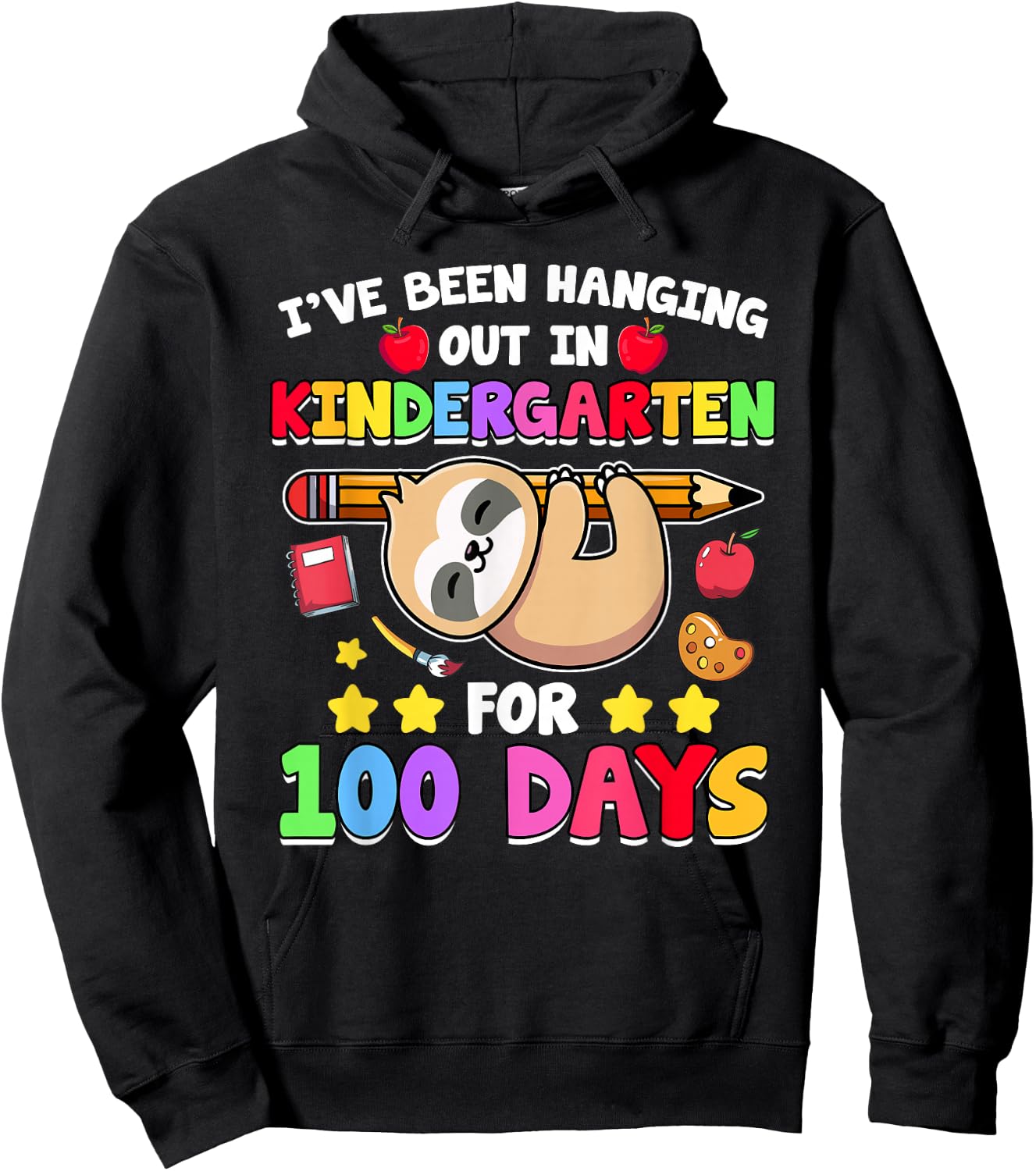 100th Day of School Sloth Shirt Kindergarten 100 Days School Hoodie - Hoodie | Black