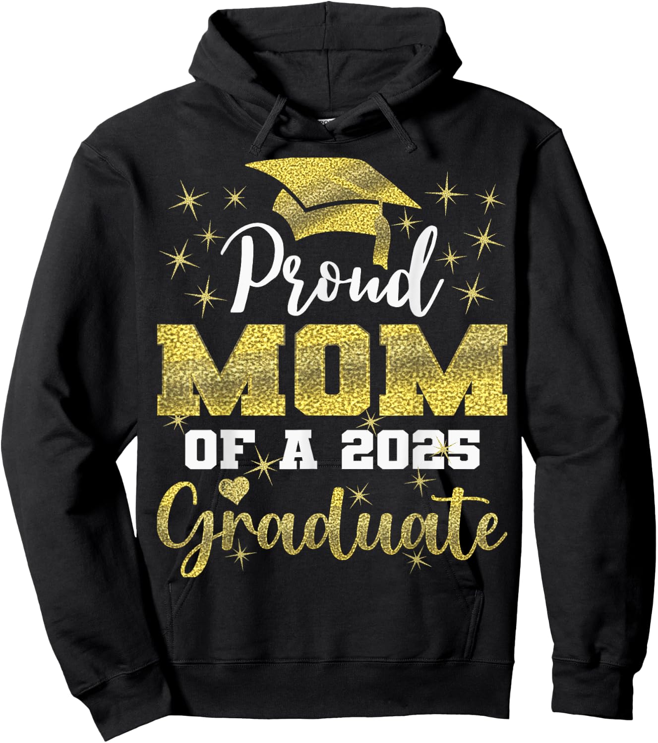 Super Proud Mom of 2025 Graduate Senior Graduation Family Hoodie - Hoodie | Black