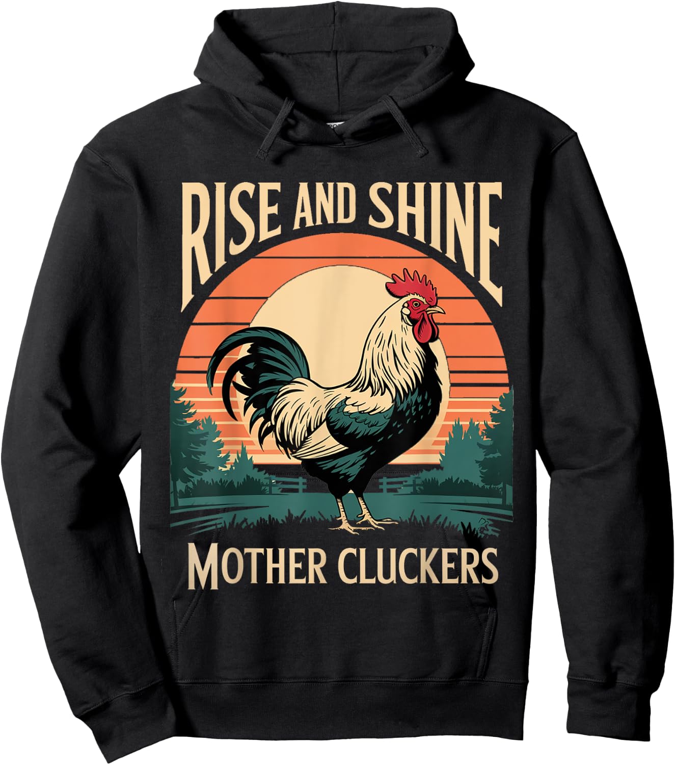 Rise and Shine Mother Cluckers Chicken Farm Rooster Graphic Hoodie - Hoodie | Black