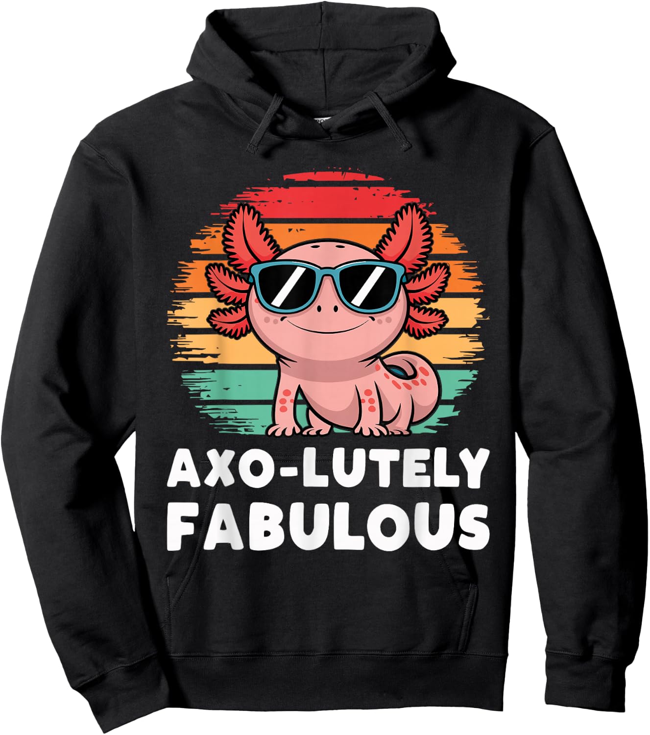 Kids Black Cartoon Axolotl Hoodie - Hoodie | Black