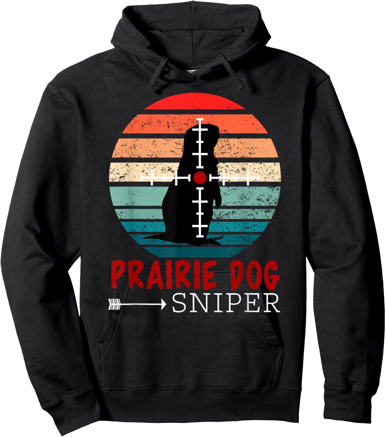 Prairie Dog Sniper - Retro Prairie Dog Sunset Cool Vintage Hoodie - Hoodie | Black