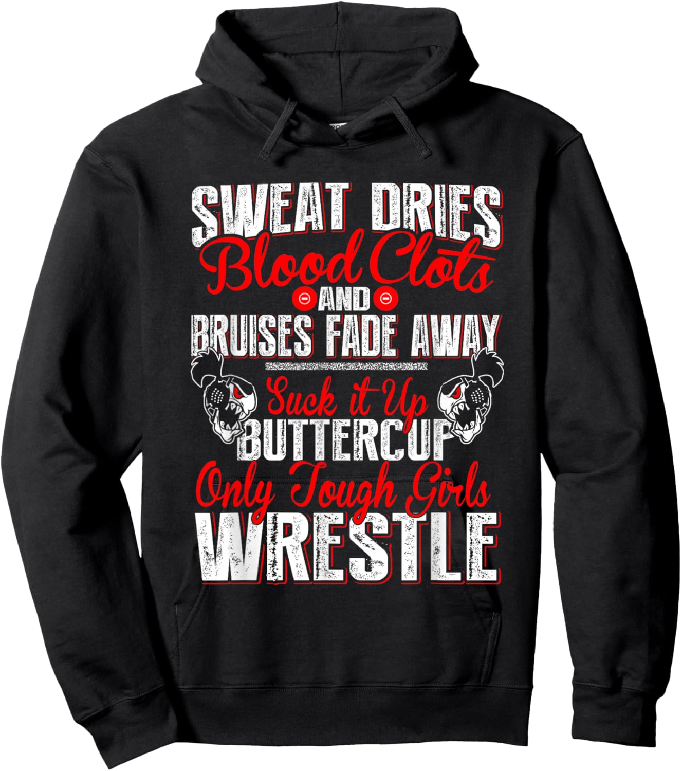 Girl's Wrestling Shirt - Only Tough Girls Wrestle Hoodie - Hoodie | Black