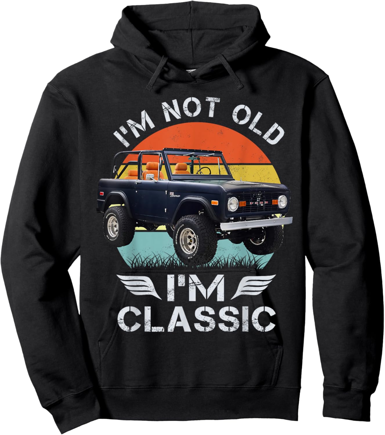 Classic bronco 1972 Matte Navy Blue Hoodie - Hoodie | Black