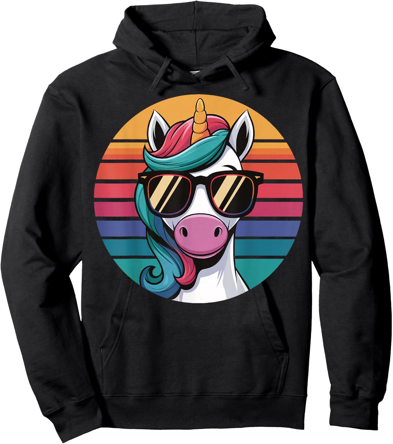 Unicorn Sunglasses Retro Hoodie - Hoodie | Black
