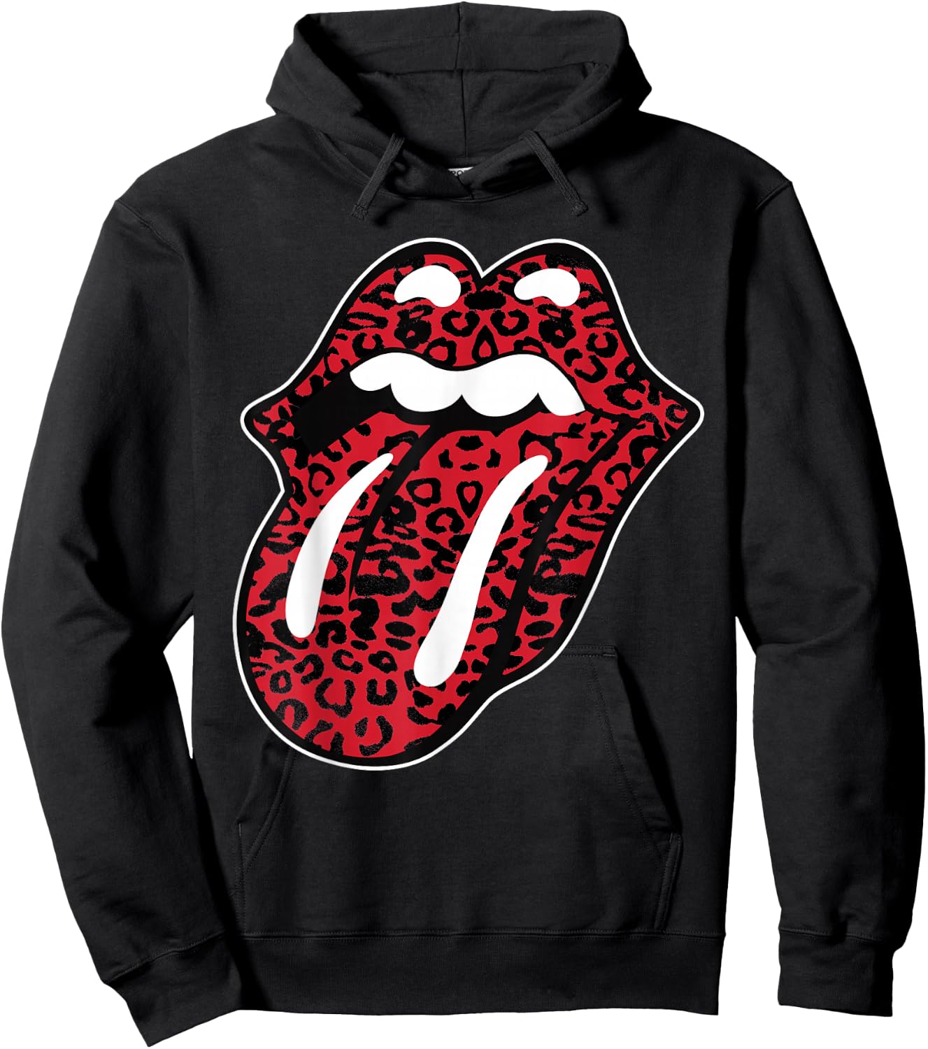 Offizielle The Rolling Stones Leopardenzunge , Schwarz, Erwachsene, -Kinder, Kurzarm, , S, EU 38/40 Hoodie - Hoodie | Black