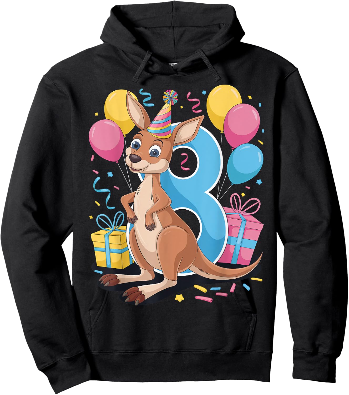 Kangaroo 8th birthday boy girl 8 years old eighth Kangaroo Hoodie - Hoodie | Black