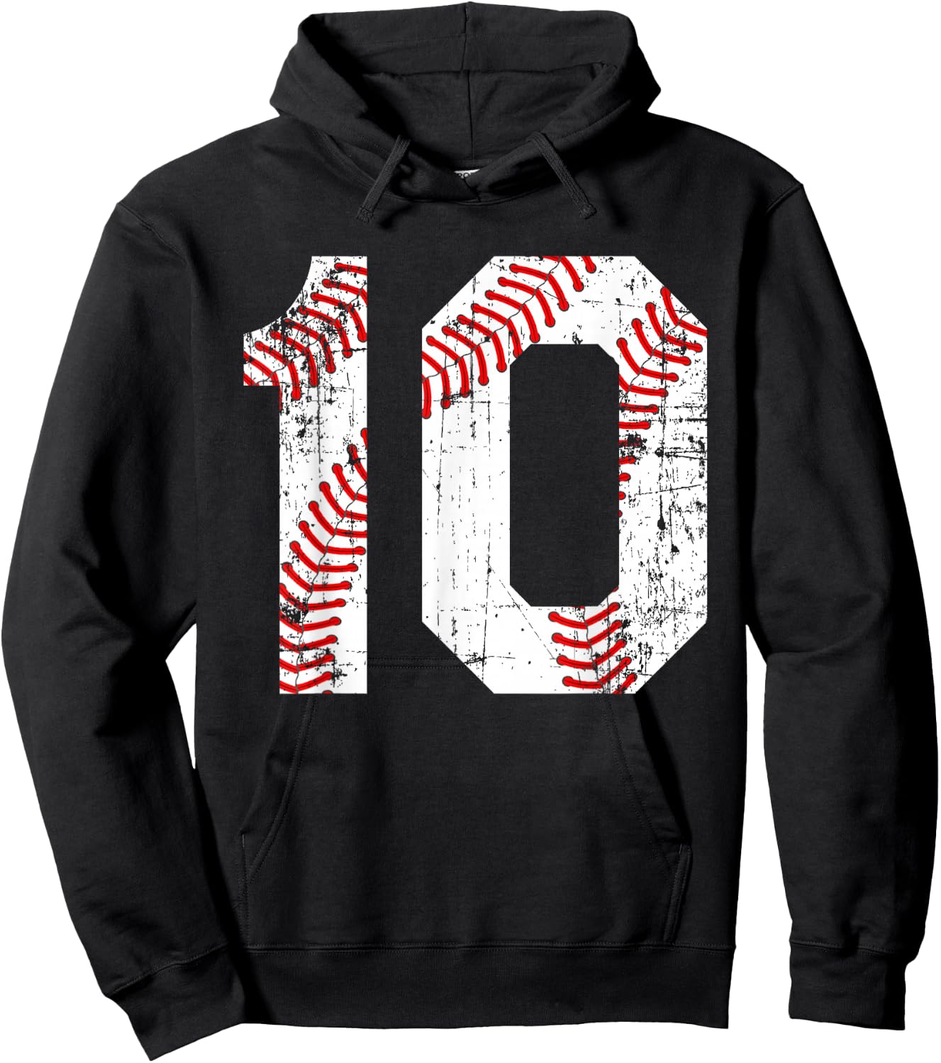 Vintage Baseball 10 Jersey Number Hoodie - Hoodie | Black