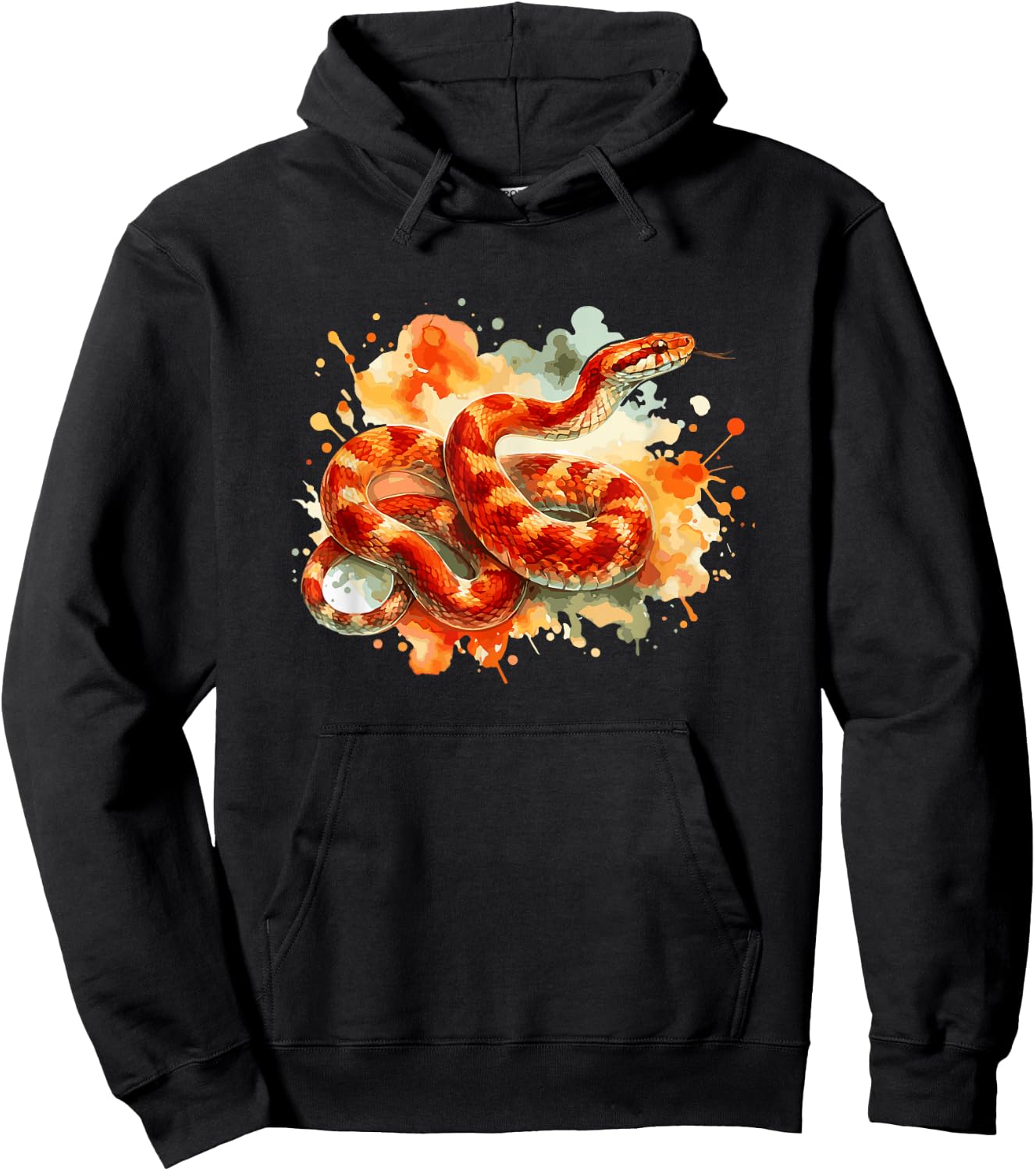 Snake Lover Animal Pet Snake Watercolor Corn Snake , Small Hoodie - Hoodie | Black