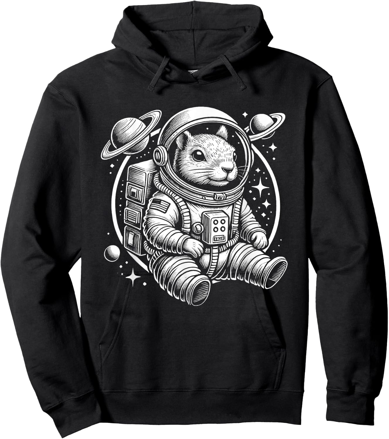 Space Squirrel Astronaut Graphic - Cute Squirrel in Space Hoodie - Hoodie | Black
