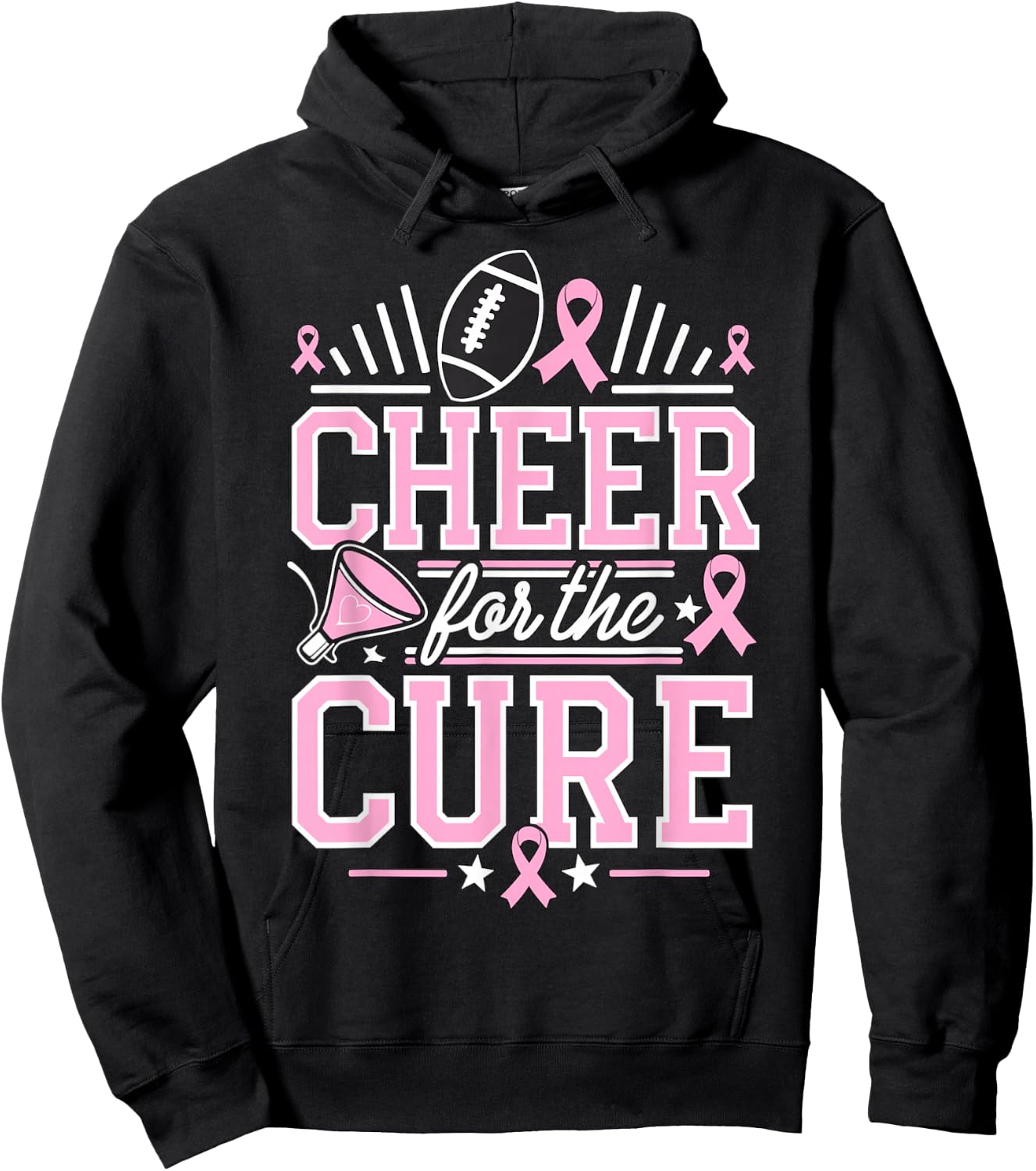 Cheer for the Cure Cheerleader Breast Cancer October Hoodie - Hoodie | Black