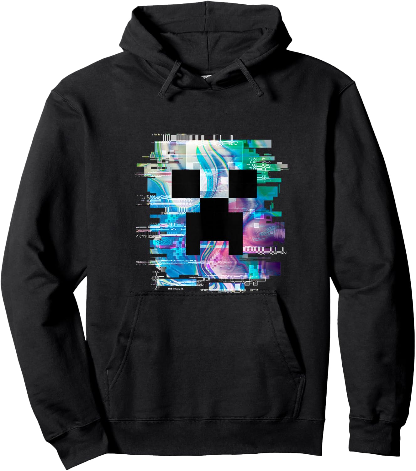 Minecraft Glitched Out Creeper Big Face Logo Hoodie - Hoodie | Black