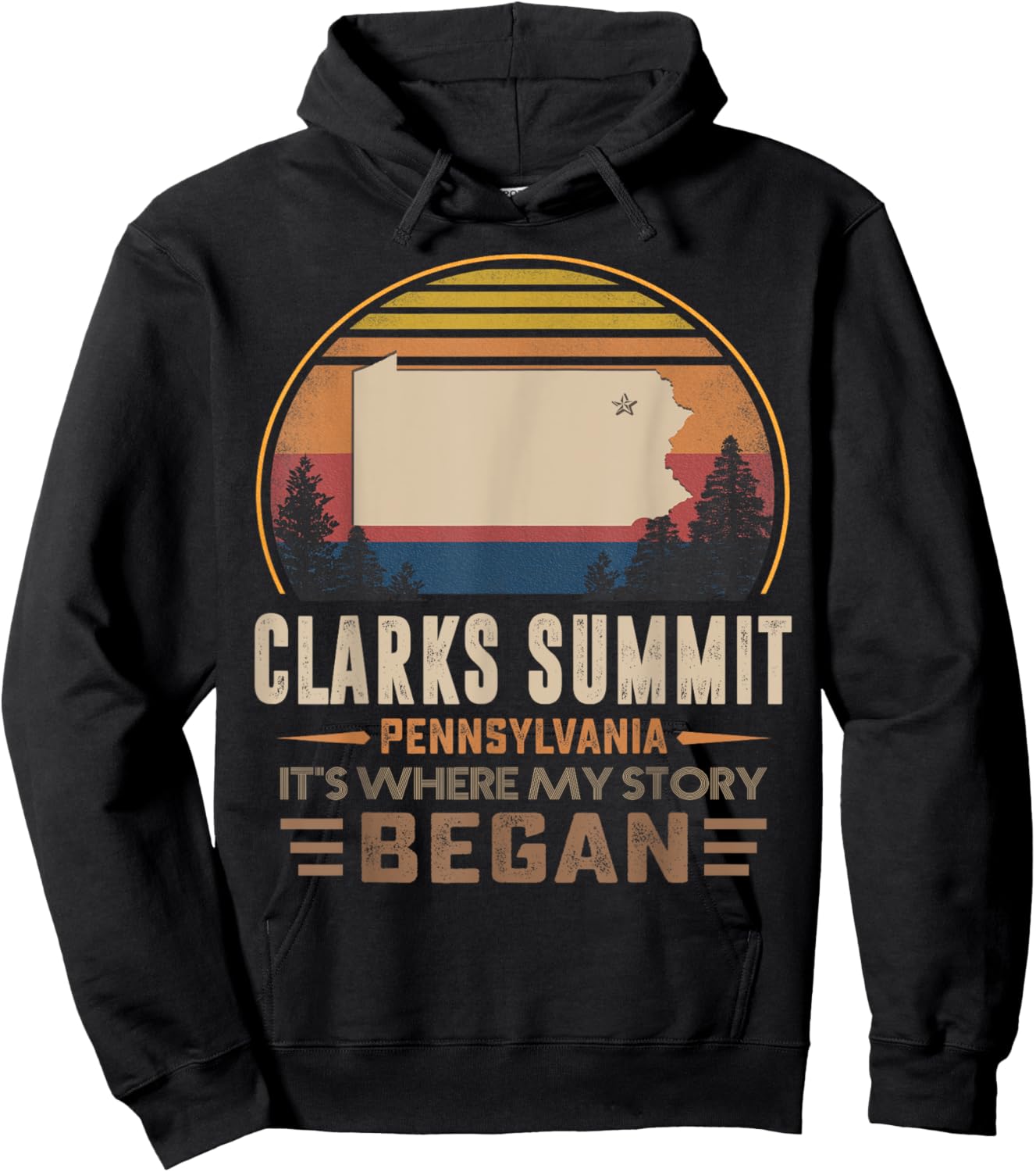 Vintage Clarks Summit Pennsylvania Hometown My Story Began Hoodie - Hoodie | Black
