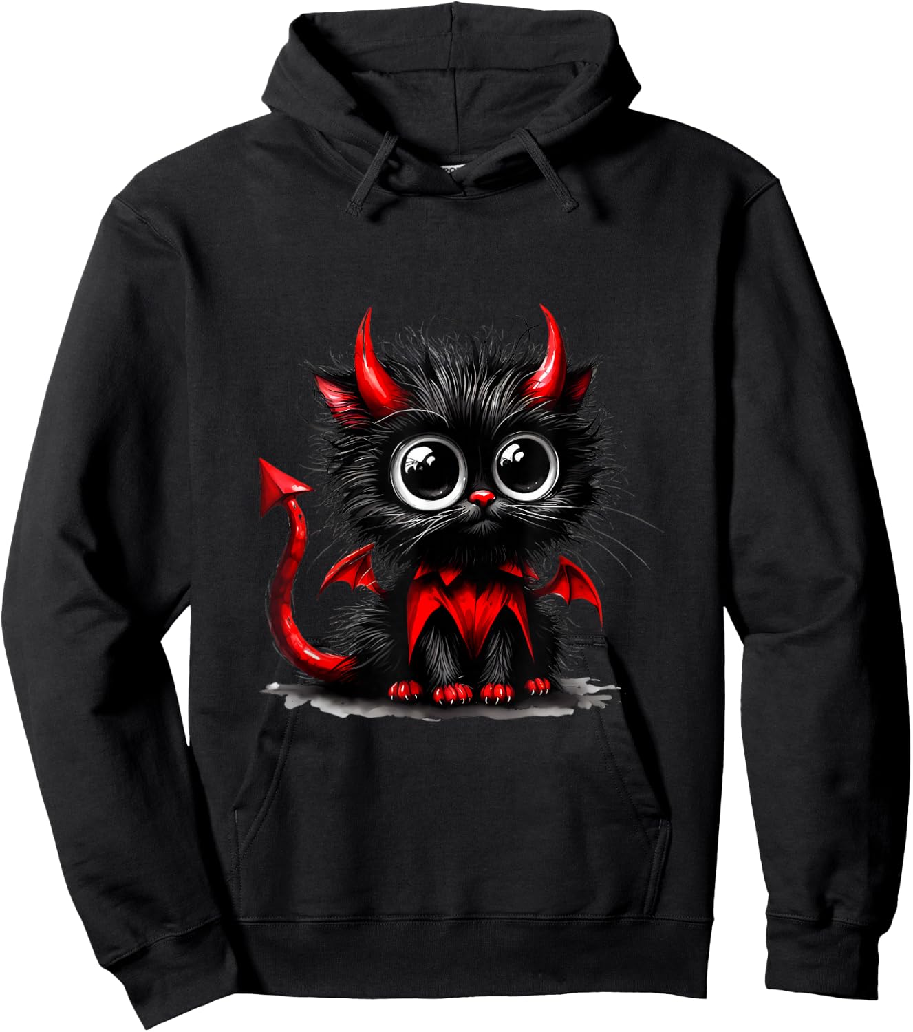 Adorable Cat Kitten Halloween Black Devil Cartoon , Black, S Hoodie - Hoodie | Black