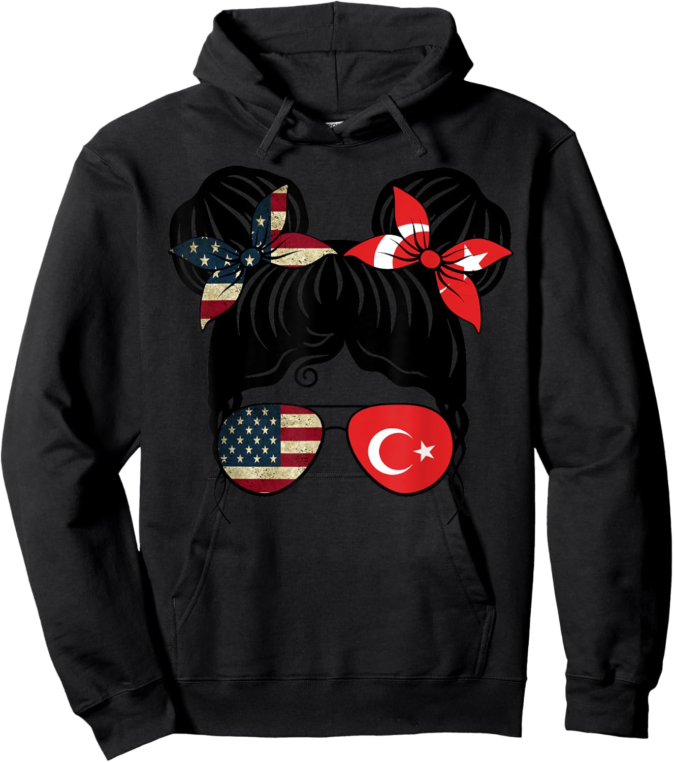 Half American Half Turkish Girl USA Turkey Flag Kids Hoodie - Hoodie | Black