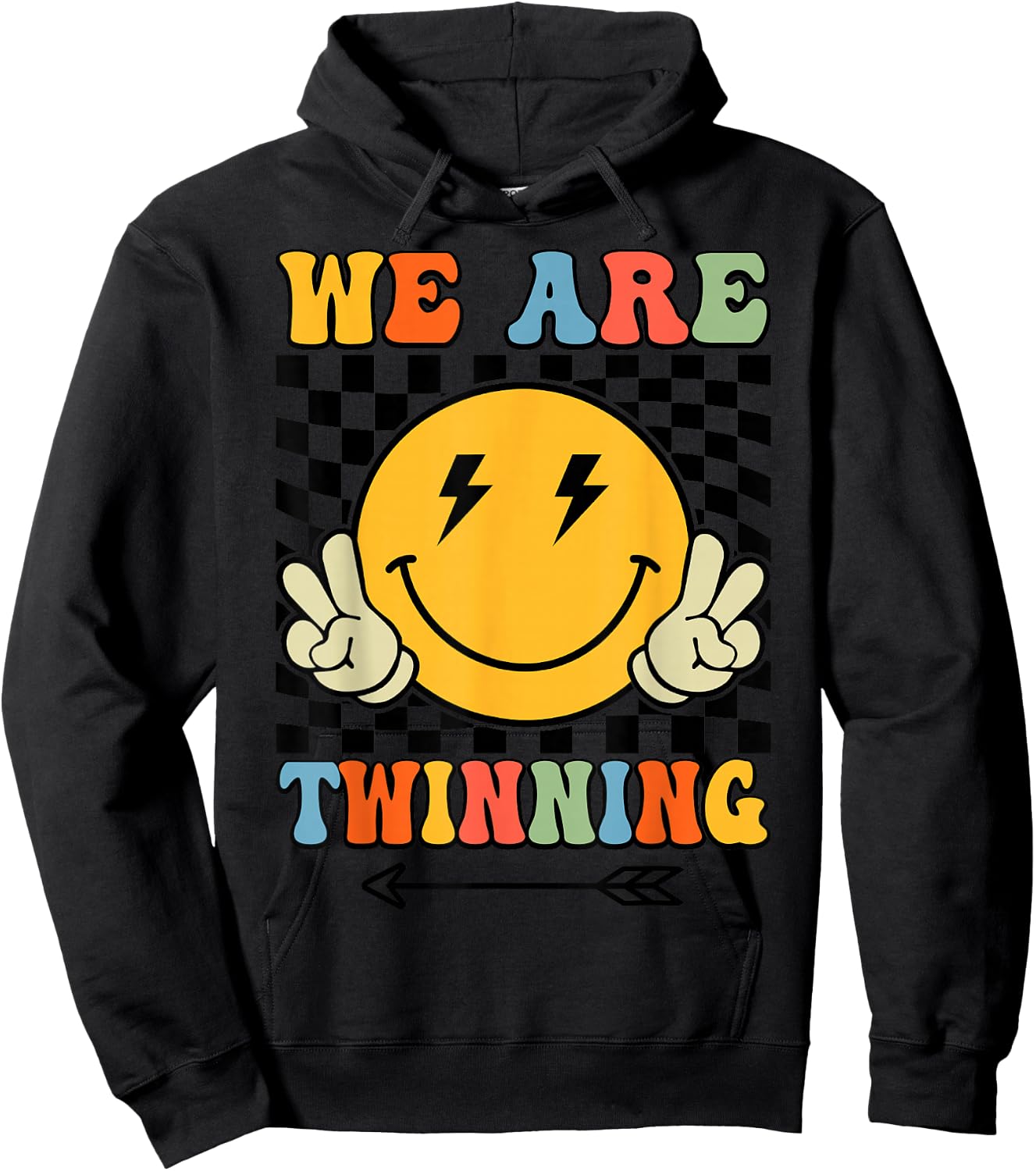 We're Twinning with My Bestie Retro Twin Day Spirit Week Hoodie - Hoodie | Black