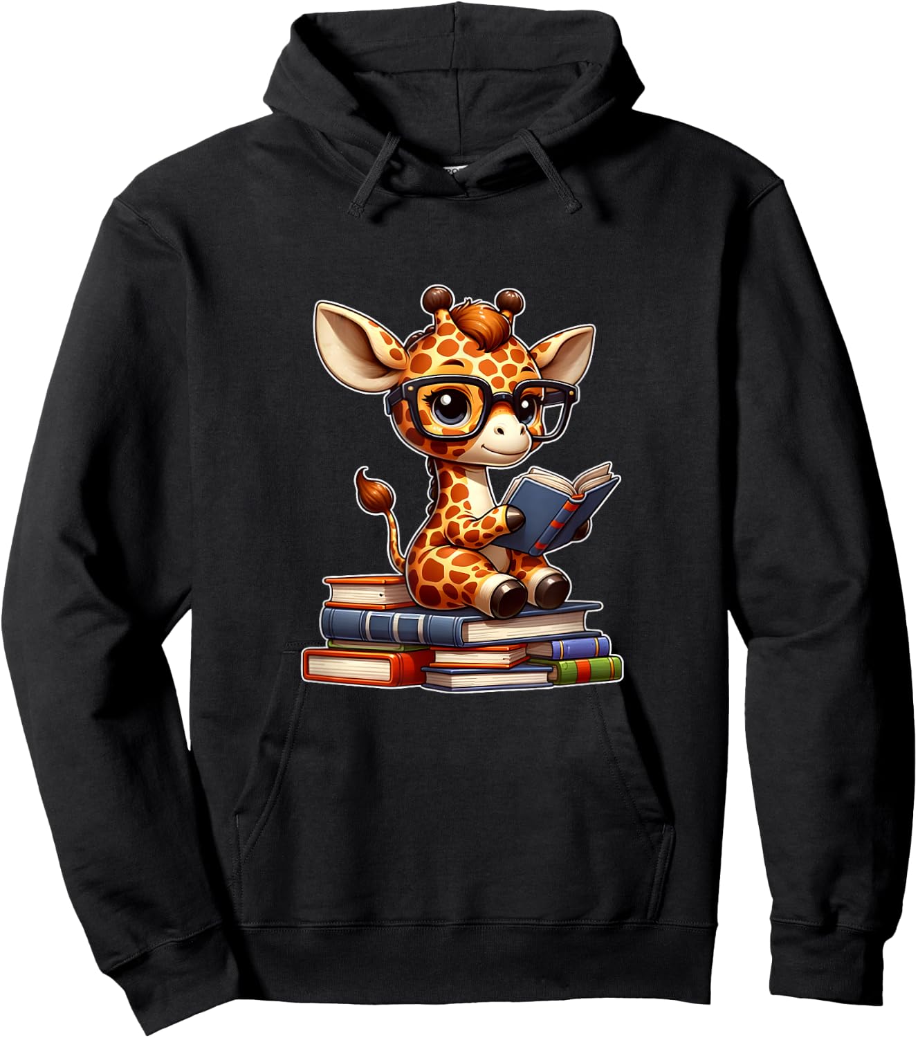 Funny giraffe reading Bookworm Book Lovers Hoodie - Hoodie | Black