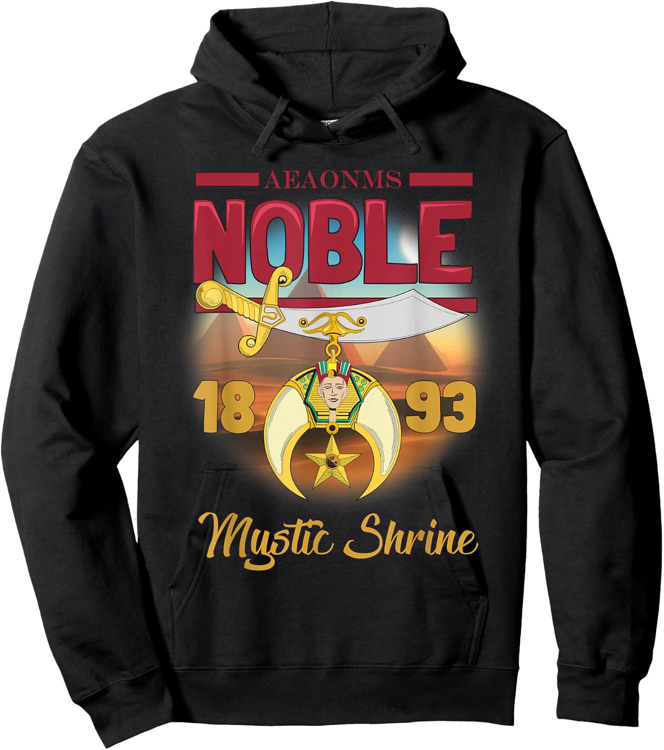 Noble 1893 AEAONMS Shrine PHA Prince Hall Shriner Hoodie - Hoodie | Black