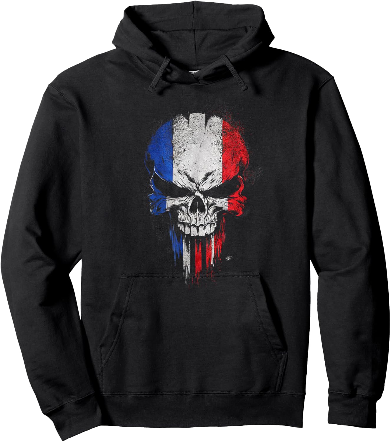 Flag France Skull Patriotic Hoodie - Hoodie | Black
