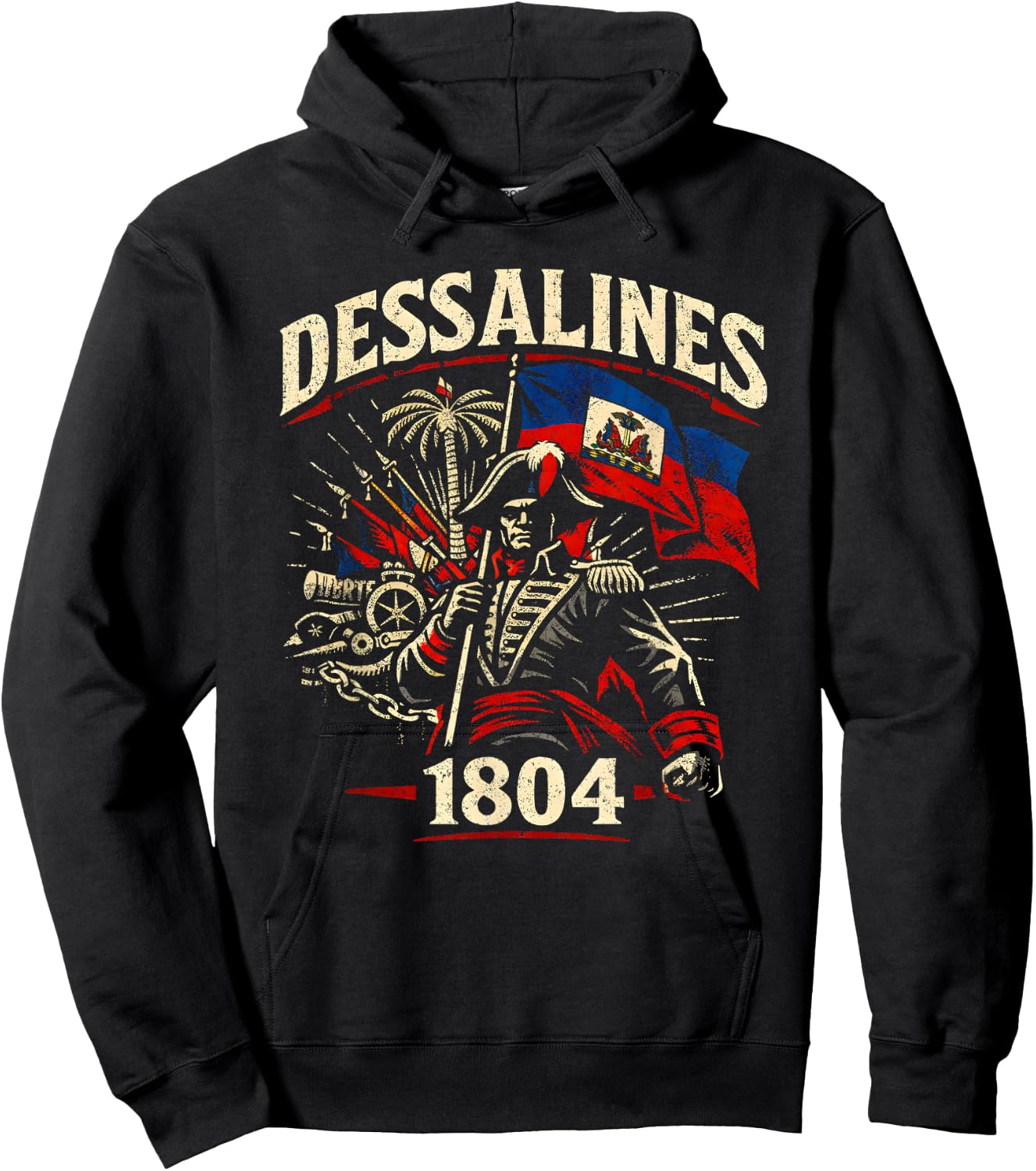 Dessalines 1804 Haitian Flag Haiti Independence Pride Hoodie - Hoodie | Black